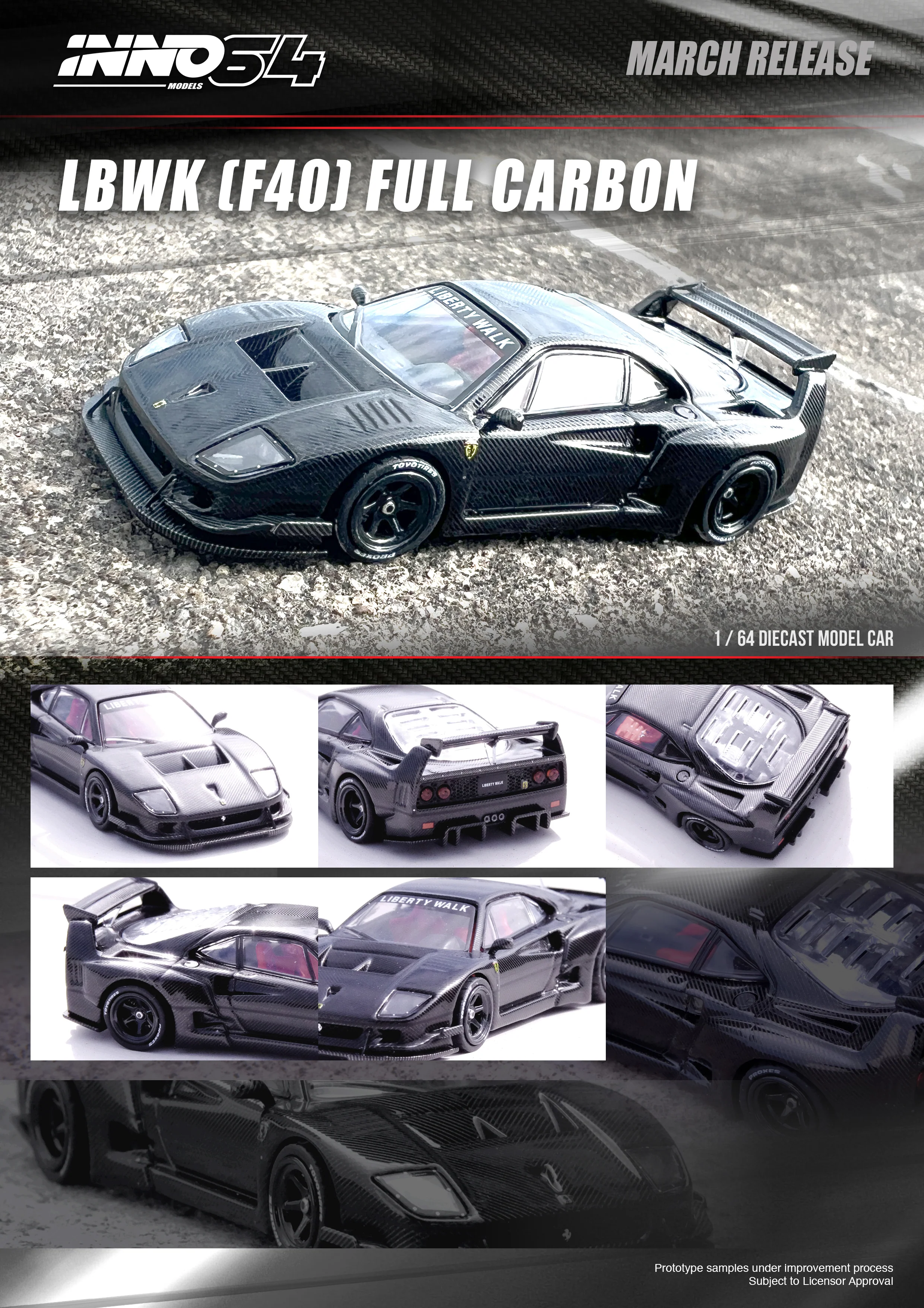 INNO64 1:64 Ferrari F40 Liberty Walk in Full Carbon - Image 3
