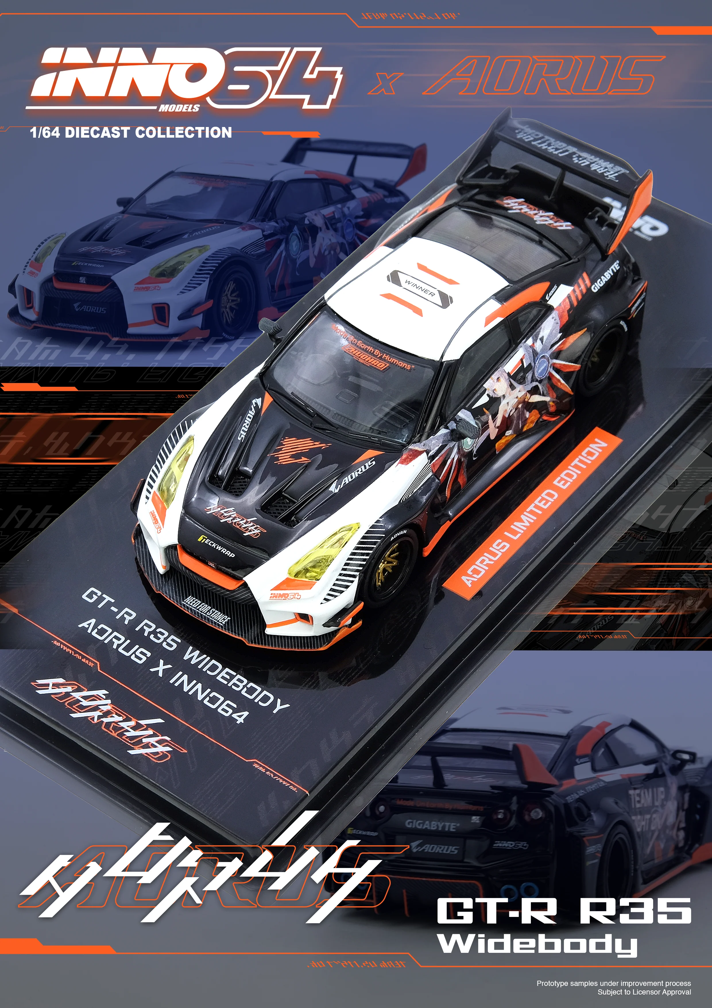*PREORDER* INNO64 1:64 Nissan GT-R R35 WIDEBODY AORUS X INNO64 Limited Edition - Image 2