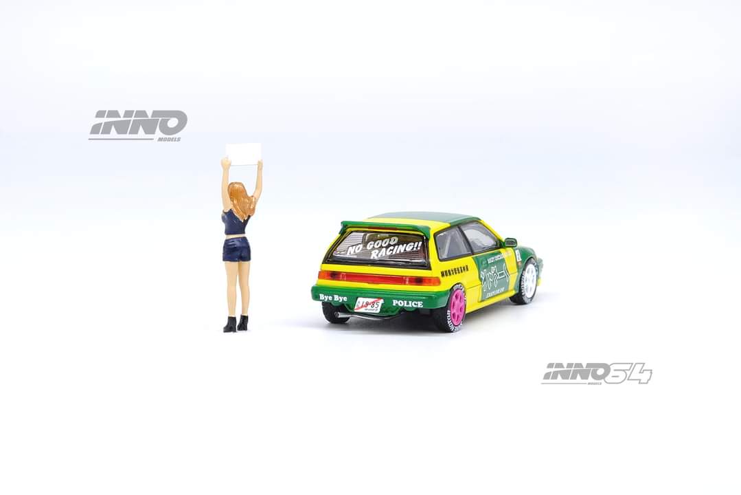 INNO64 1:64 Honda Civic EF9 No Good Racing Osaka Auto Messe 2019 with Figure - Image 2