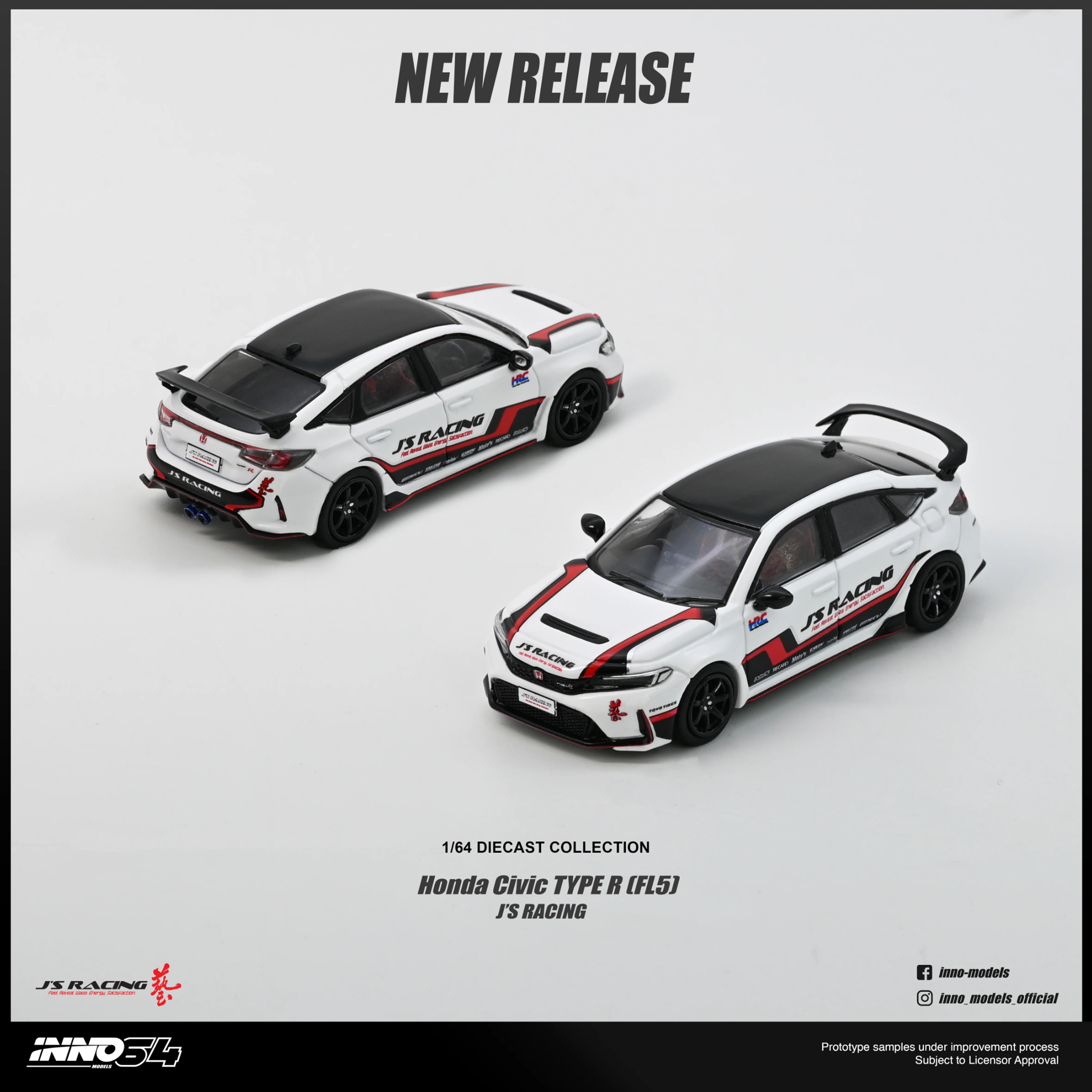 *PREORDER* INNO64 1:64 Honda Civic Type-R (FL5) J's Racing in White