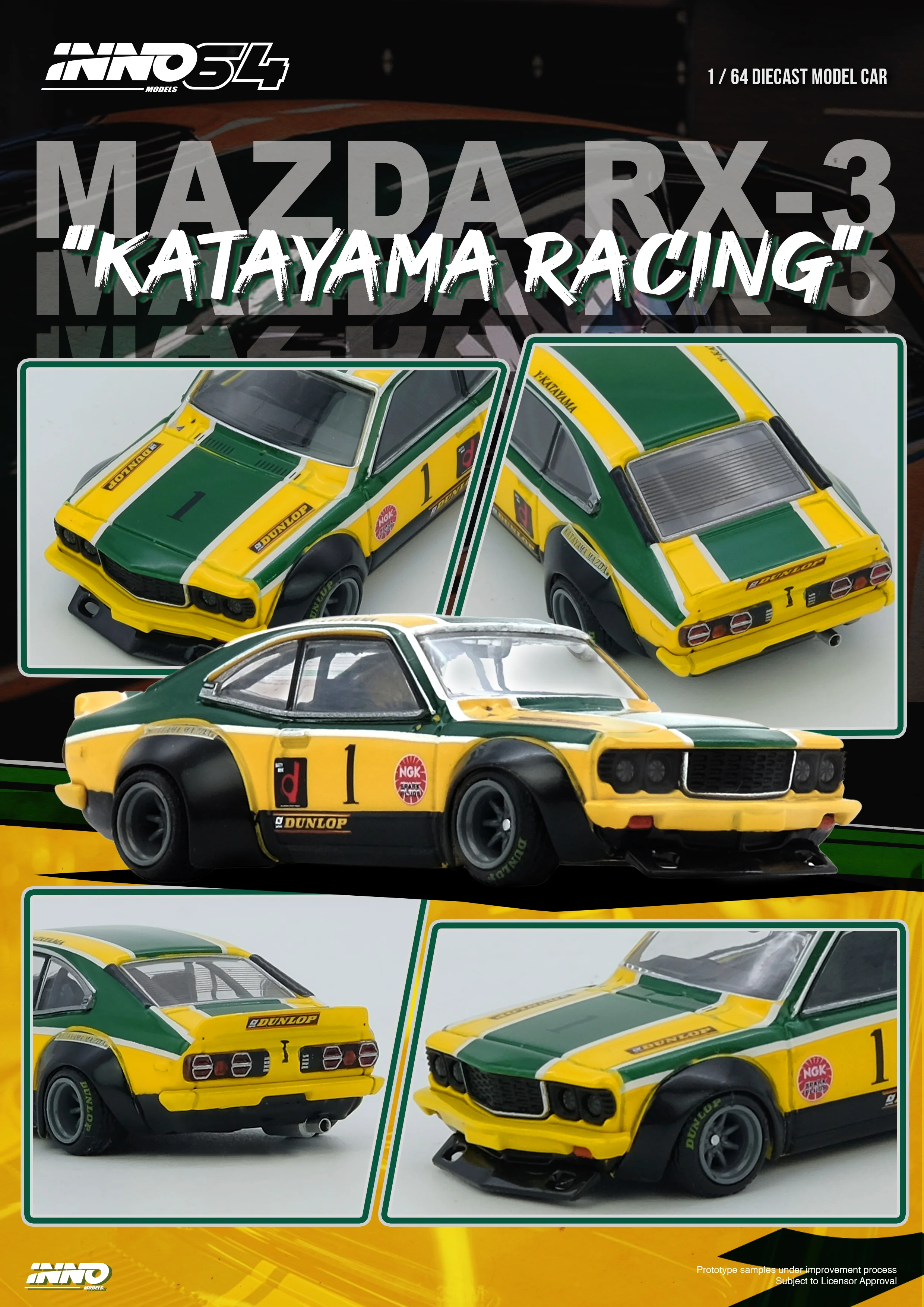 INNO64 1:64 Mazda RX-3 Savanna LBWK "KATAYAMA RACING" Livery - Image 3