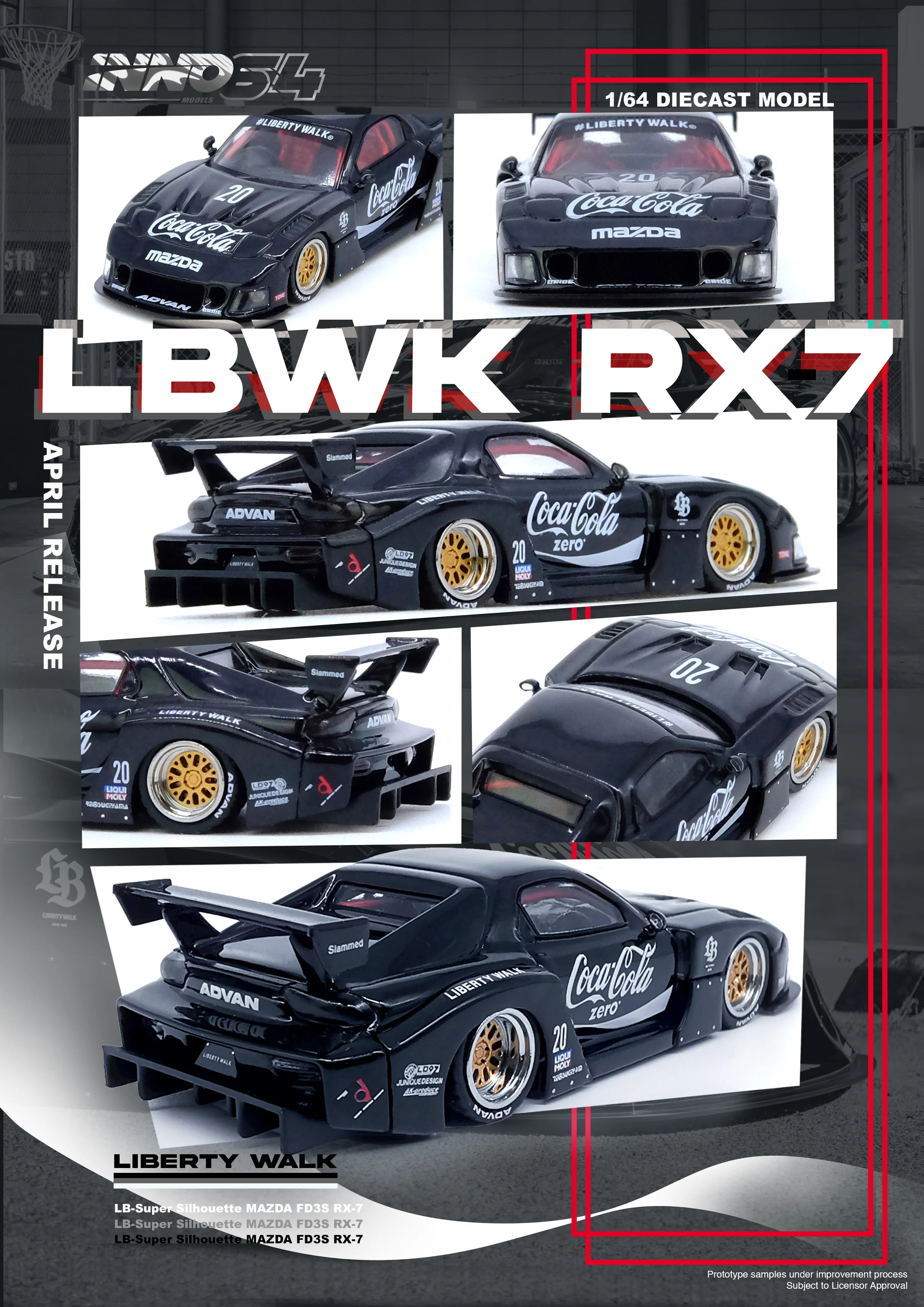 INNO64 1:64 Mazda RX7 (FD3S) LB-SUPER SILHOUETTE in Black - Image 3