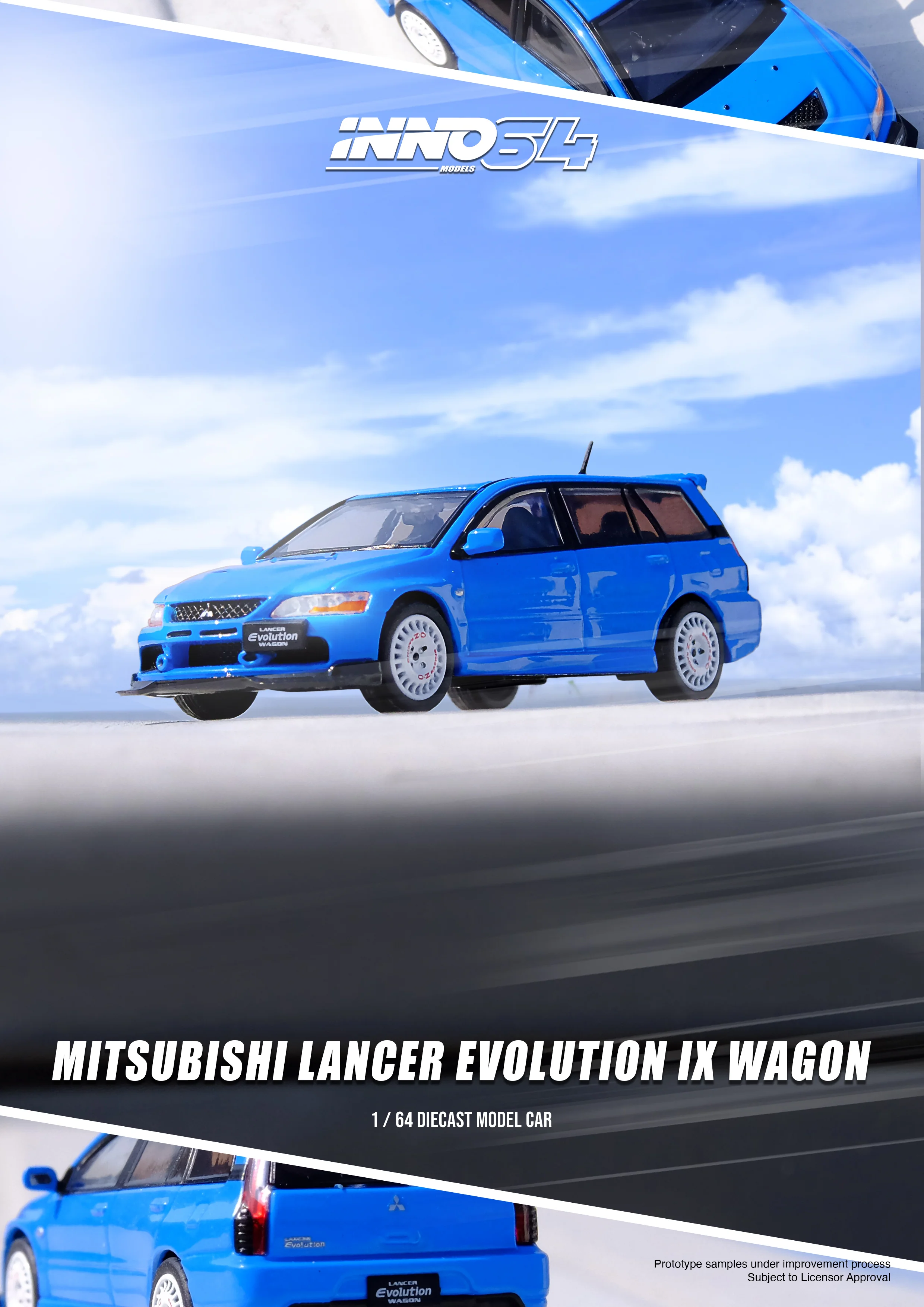 INNO64 1/64 Mitsubishi Lancer EVO IX Wagon in Blue - Image 4
