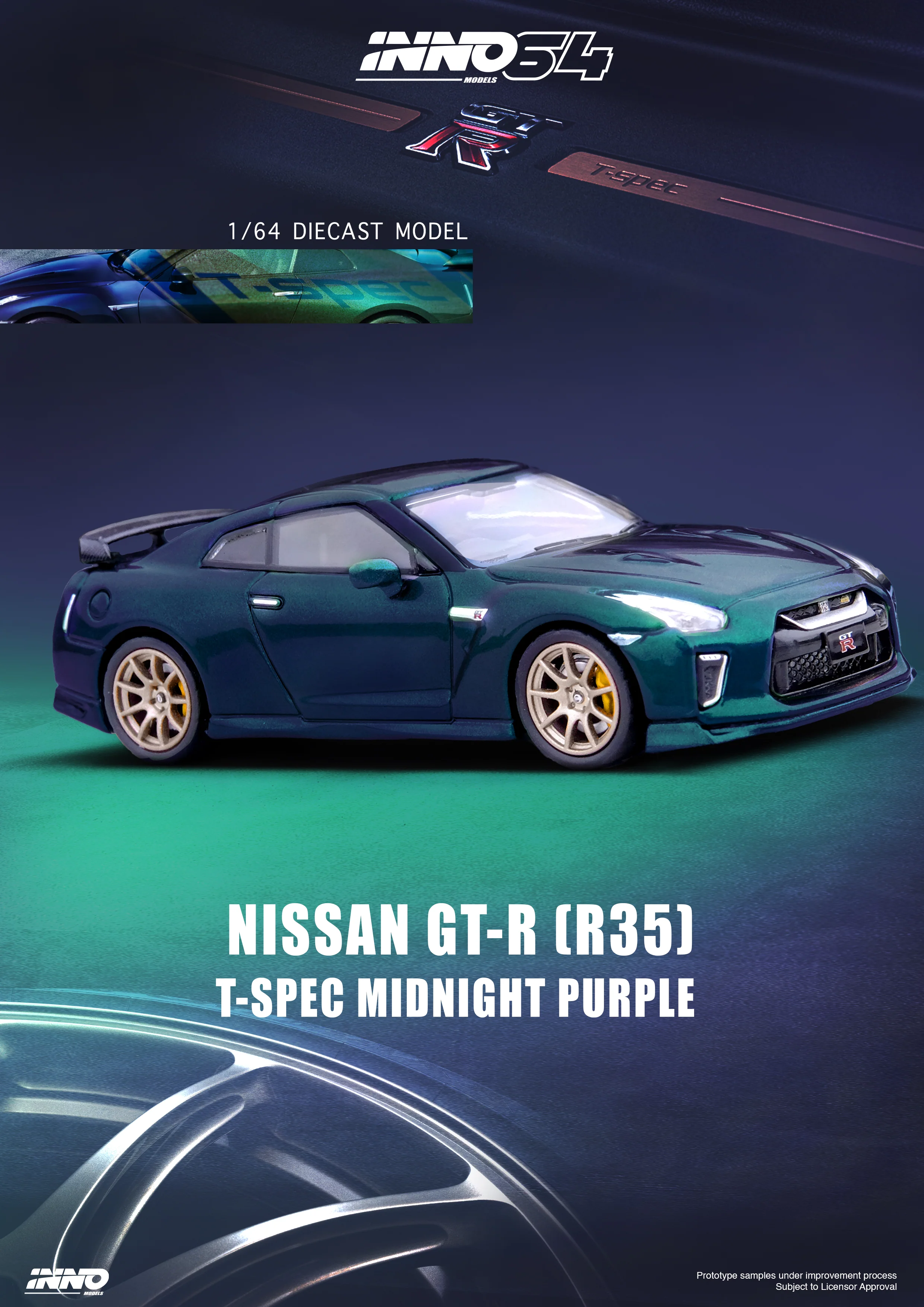 INNO64 1/64 Nissan GT-R (R35) T-Spec in MIdnight Purple - Image 4
