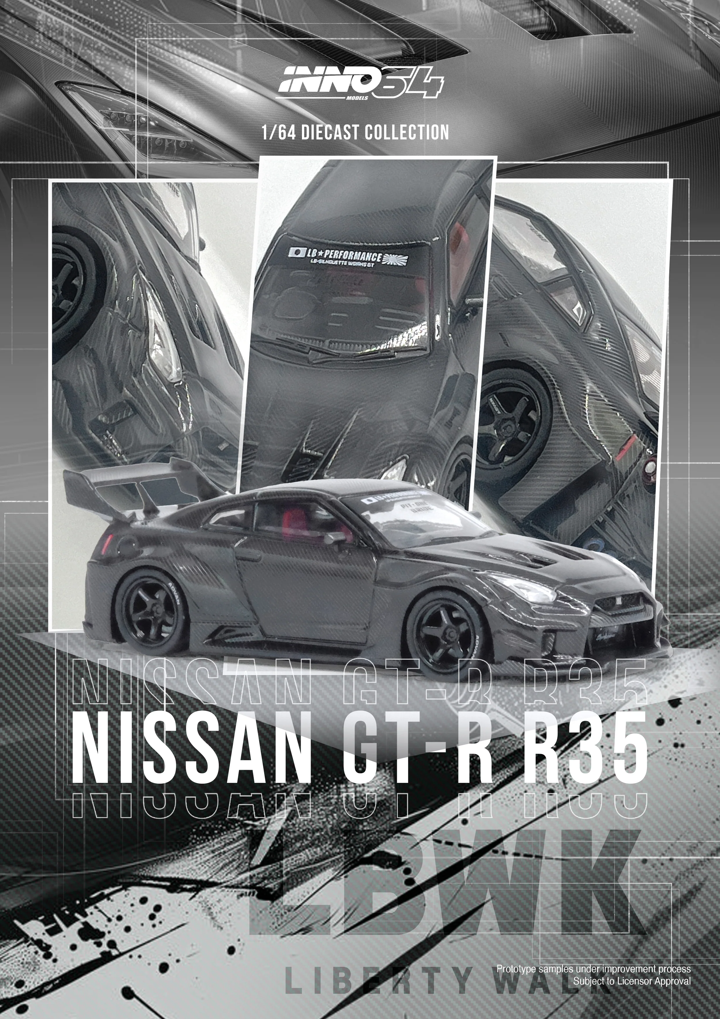 INNO64 1:64 Nissan GT-R (R35) LBWK Super Silhouette 35GT-RR in Full Carbon - Image 2