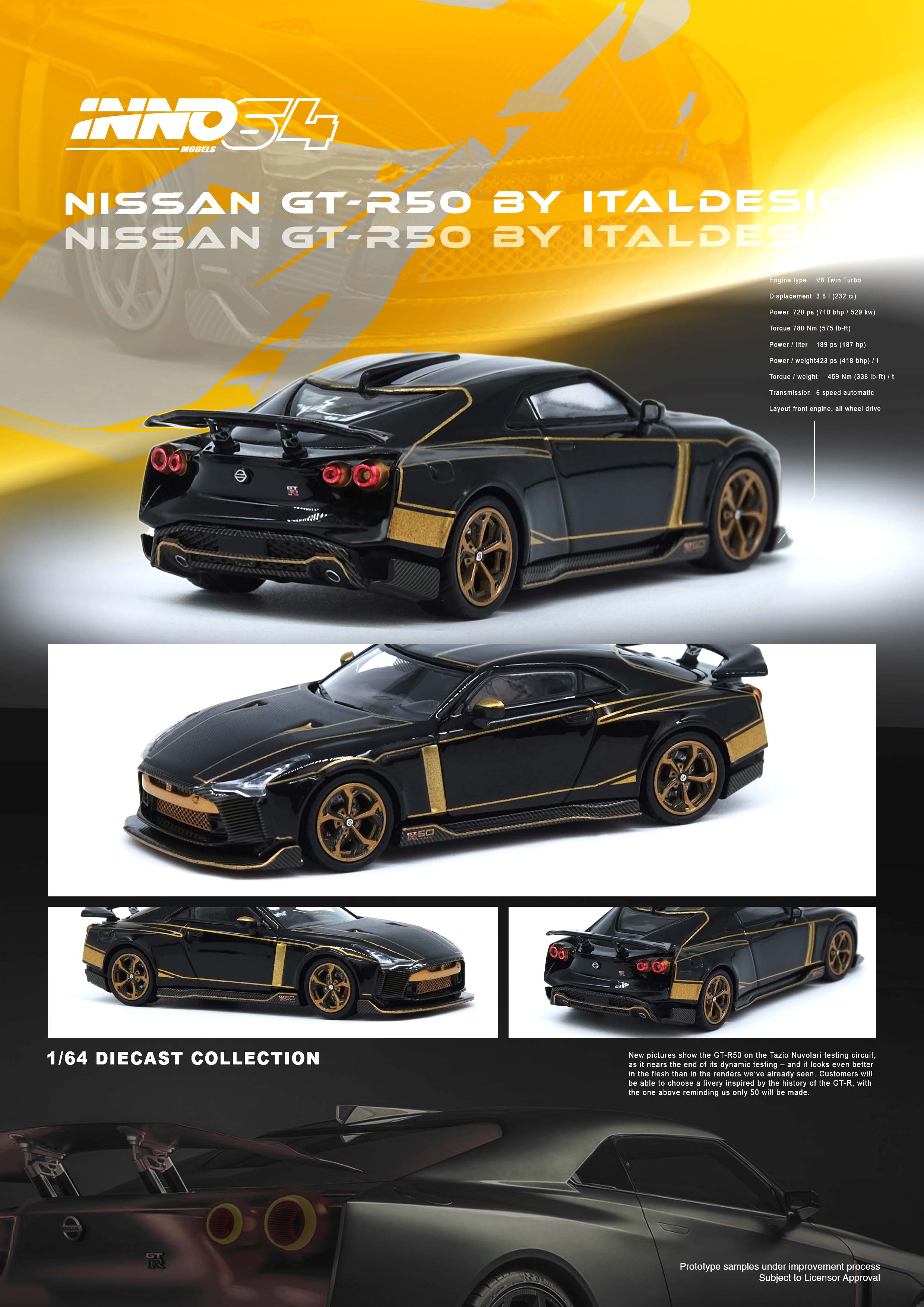 INNO64 1:64 Nissan GT-R50 by ITALDESIGN in Black - Image 3