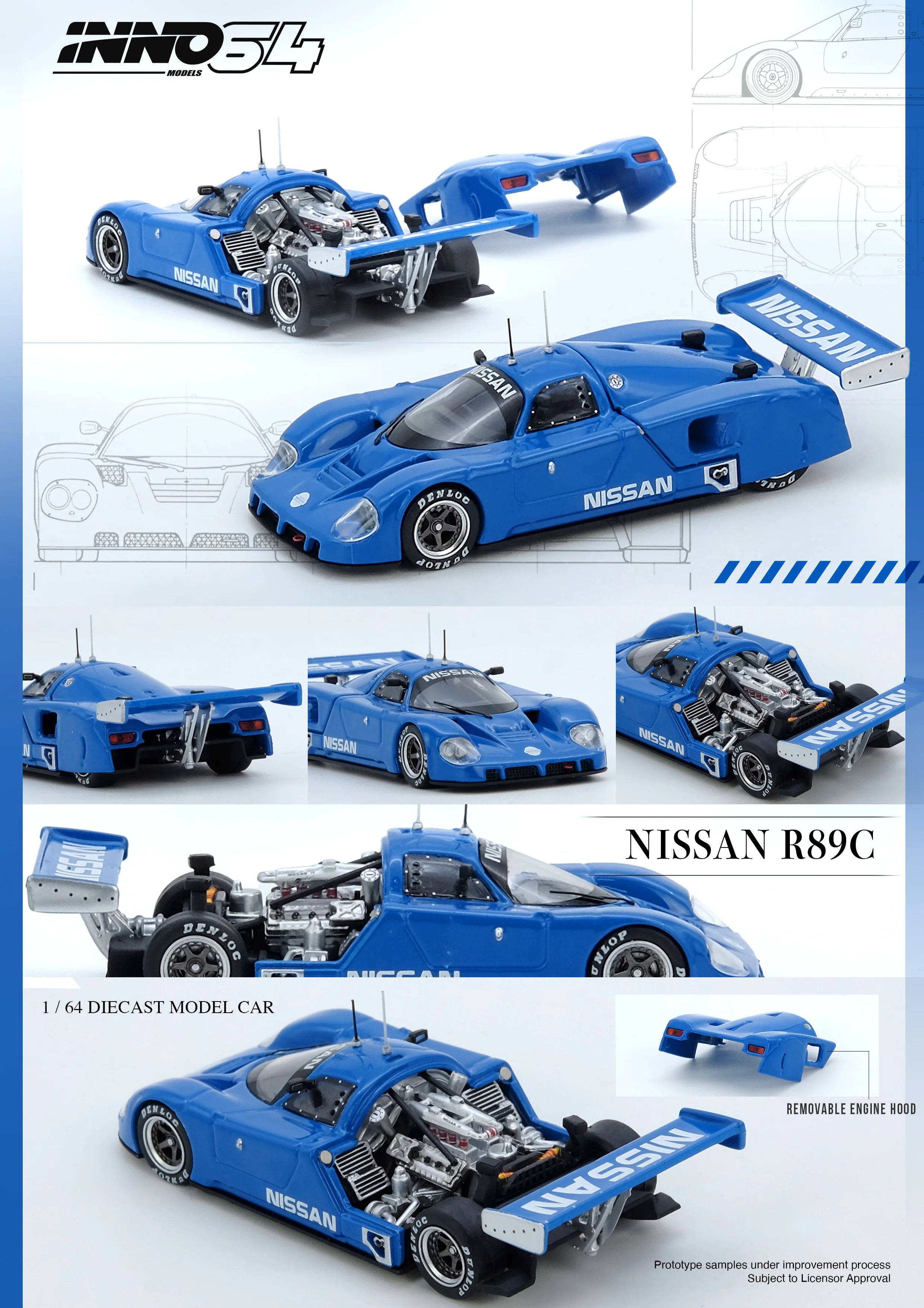 INNO64 1:64 Nissan R89C in Blue - Image 7