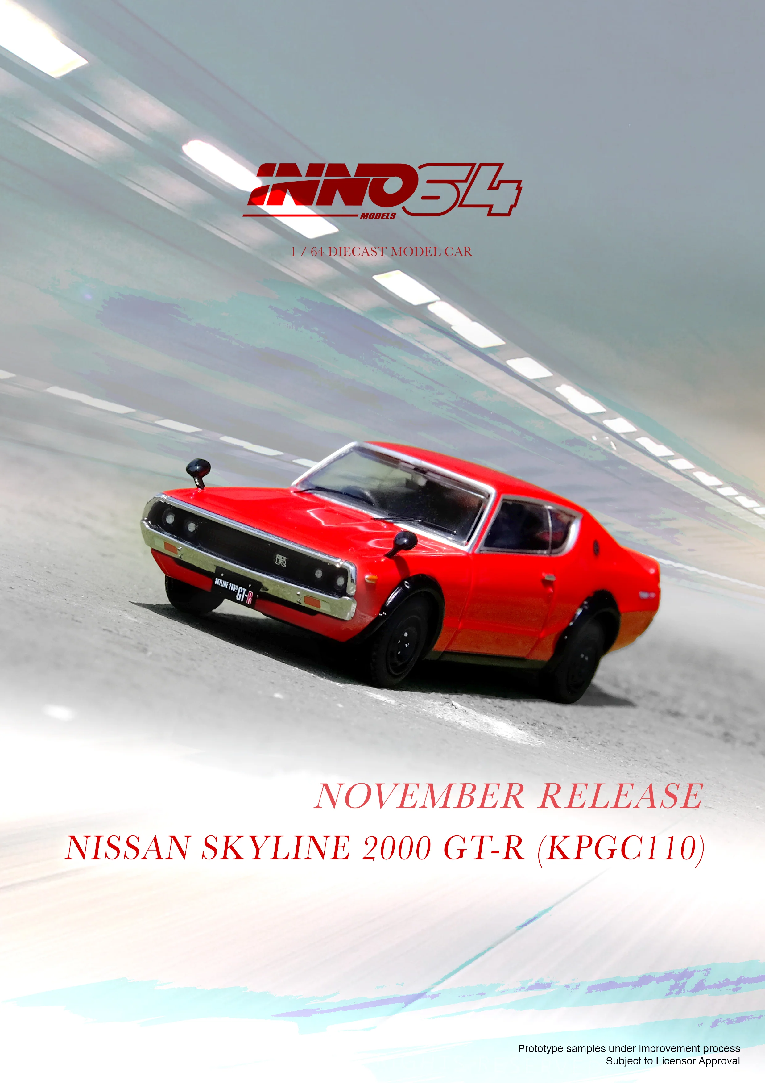 INNO64 1:64 Nissan Skyline 2000GT-R (KPGC110) in Red - Image 2