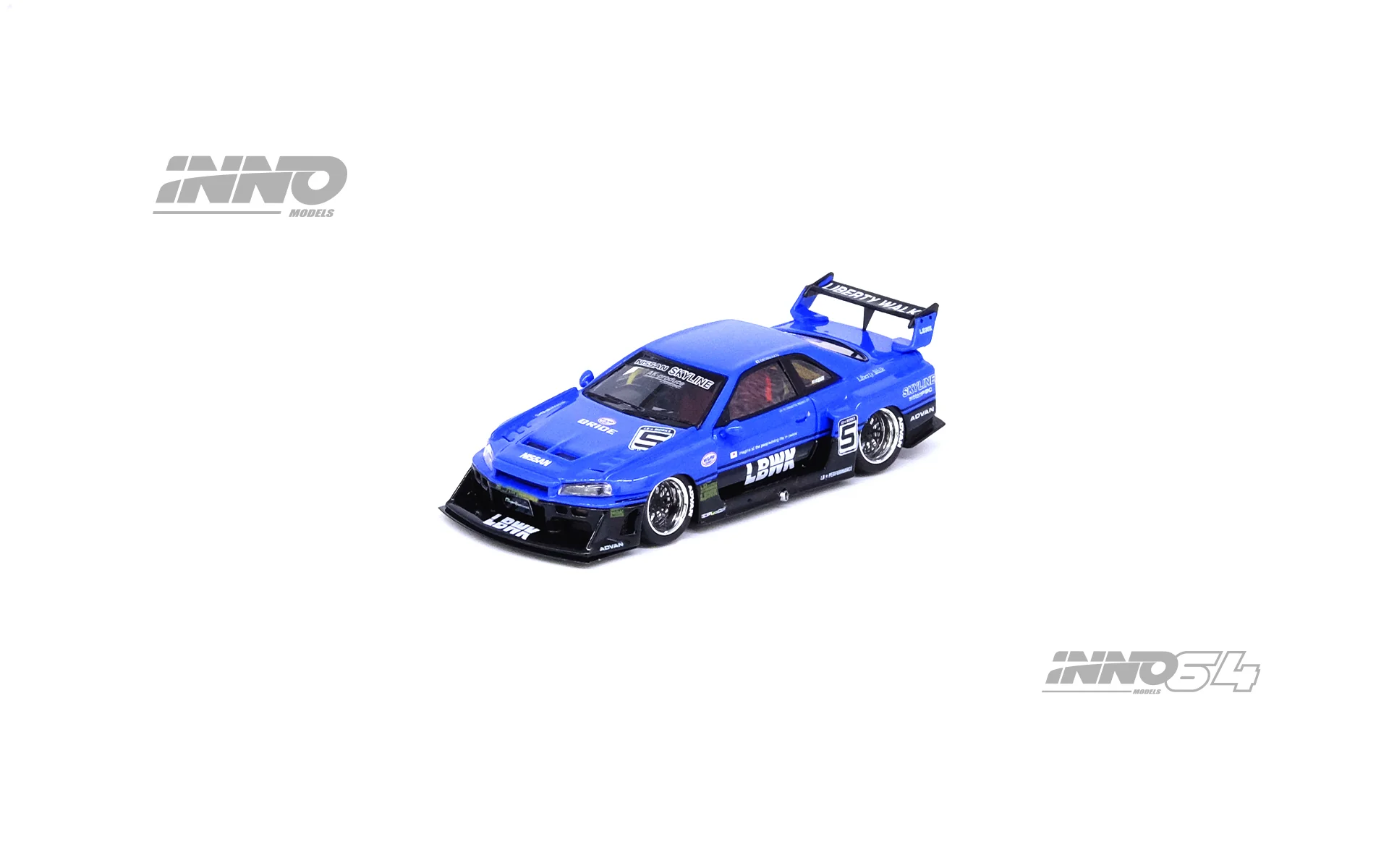 INNO64 1:64 Nissan Skyline (ER34) Super Silhouette "LBWK" in Blue Metallic - Image 2