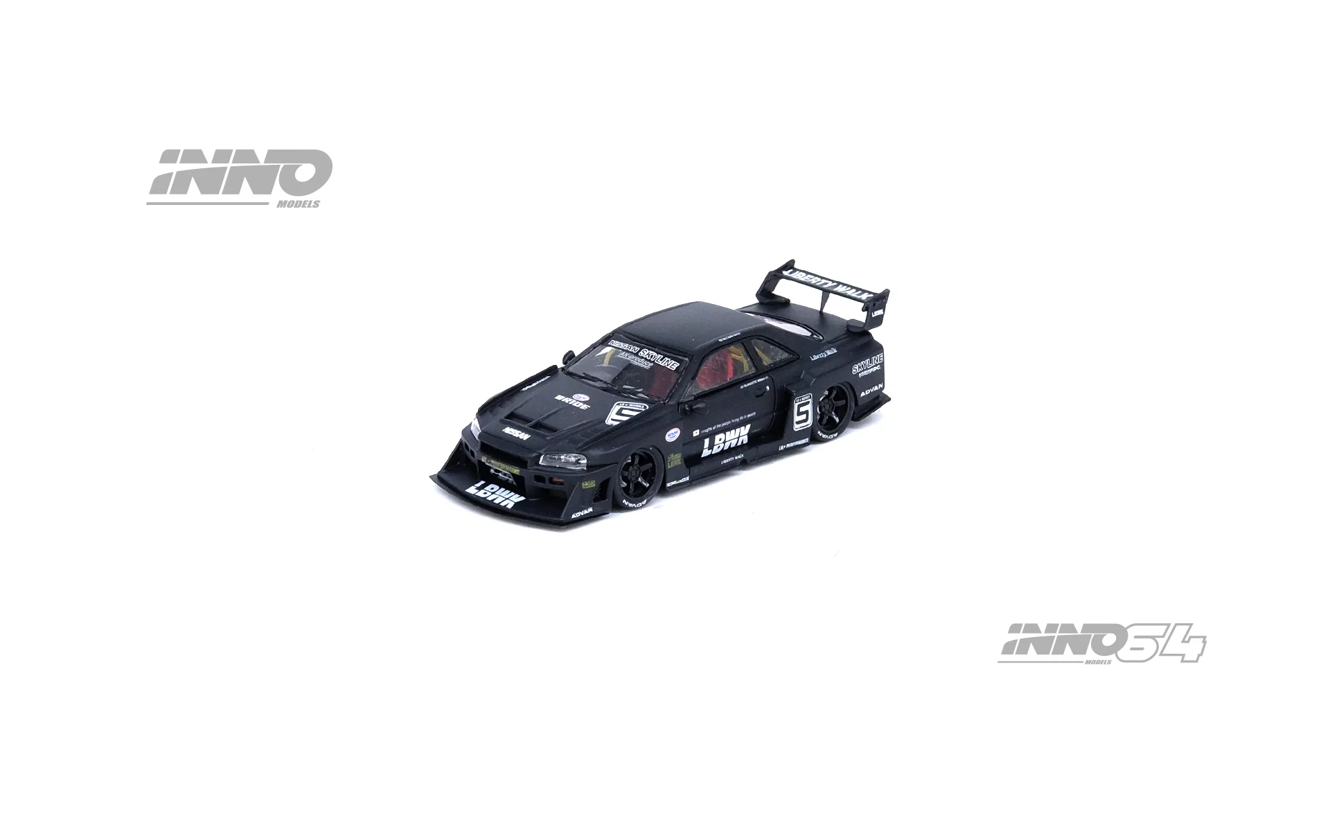 INNO64 1:64 Nissan Skyline (ER34) Super Silhouette "LBWK" in Matte Black - Image 2