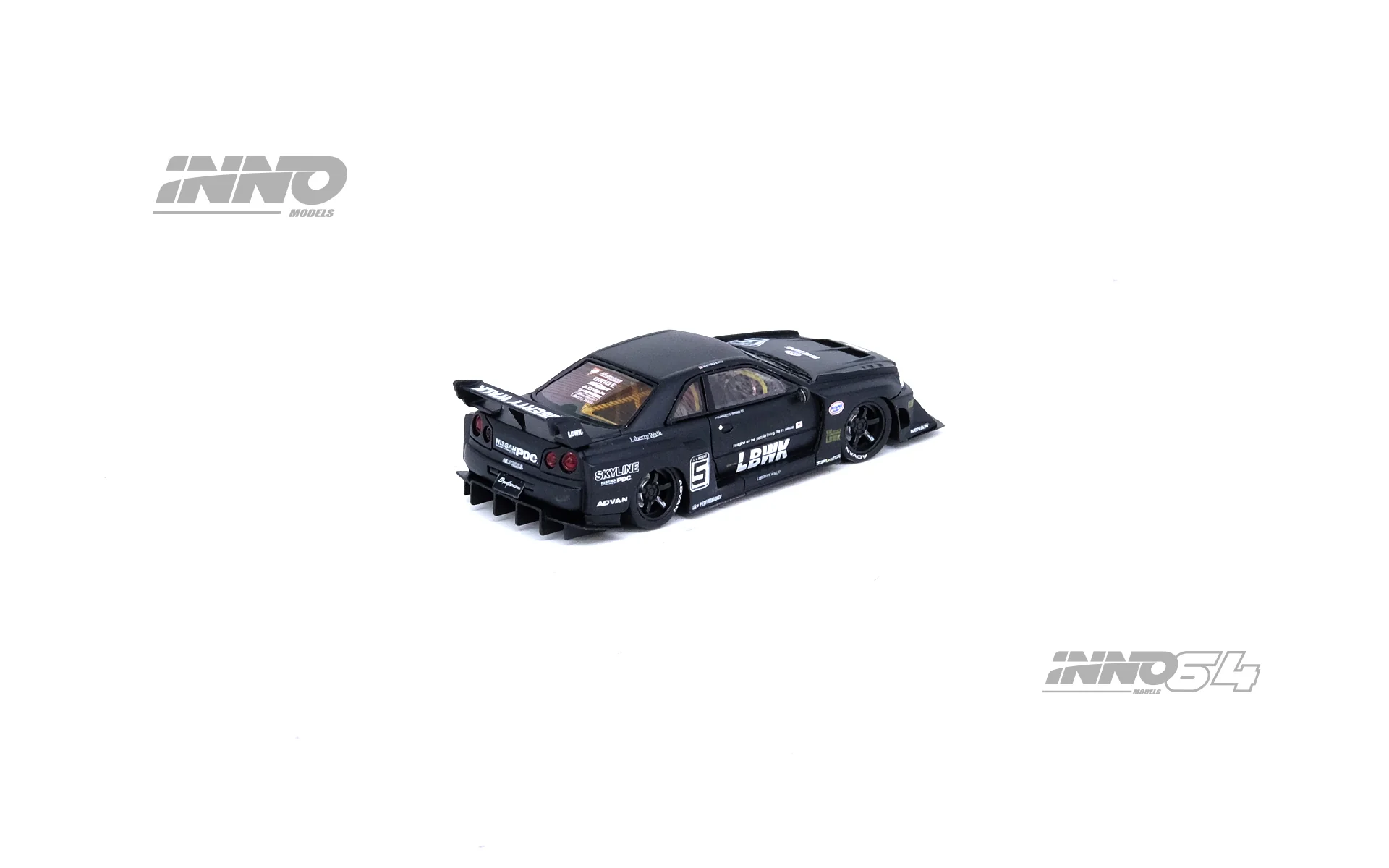INNO64 1:64 Nissan Skyline (ER34) Super Silhouette "LBWK" in Matte Black - Image 3