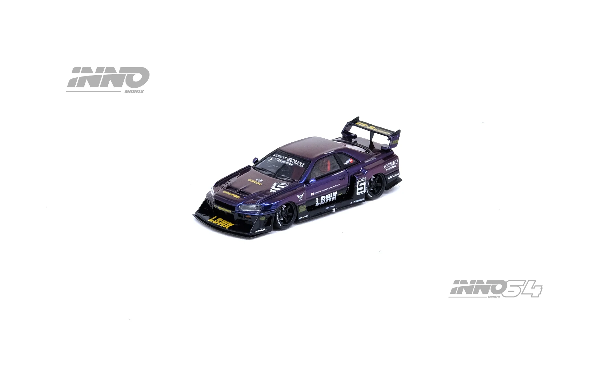 INNO64 1:64 Nissan Skyline (ER34) Super Silhouette "LBWK" in Midnight Purple II - Image 2