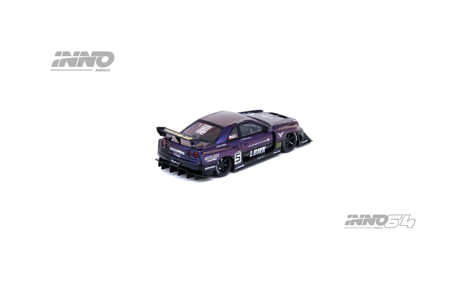 INNO64 1:64 Nissan Skyline (ER34) Super Silhouette "LBWK" in Midnight Purple II - Image 3