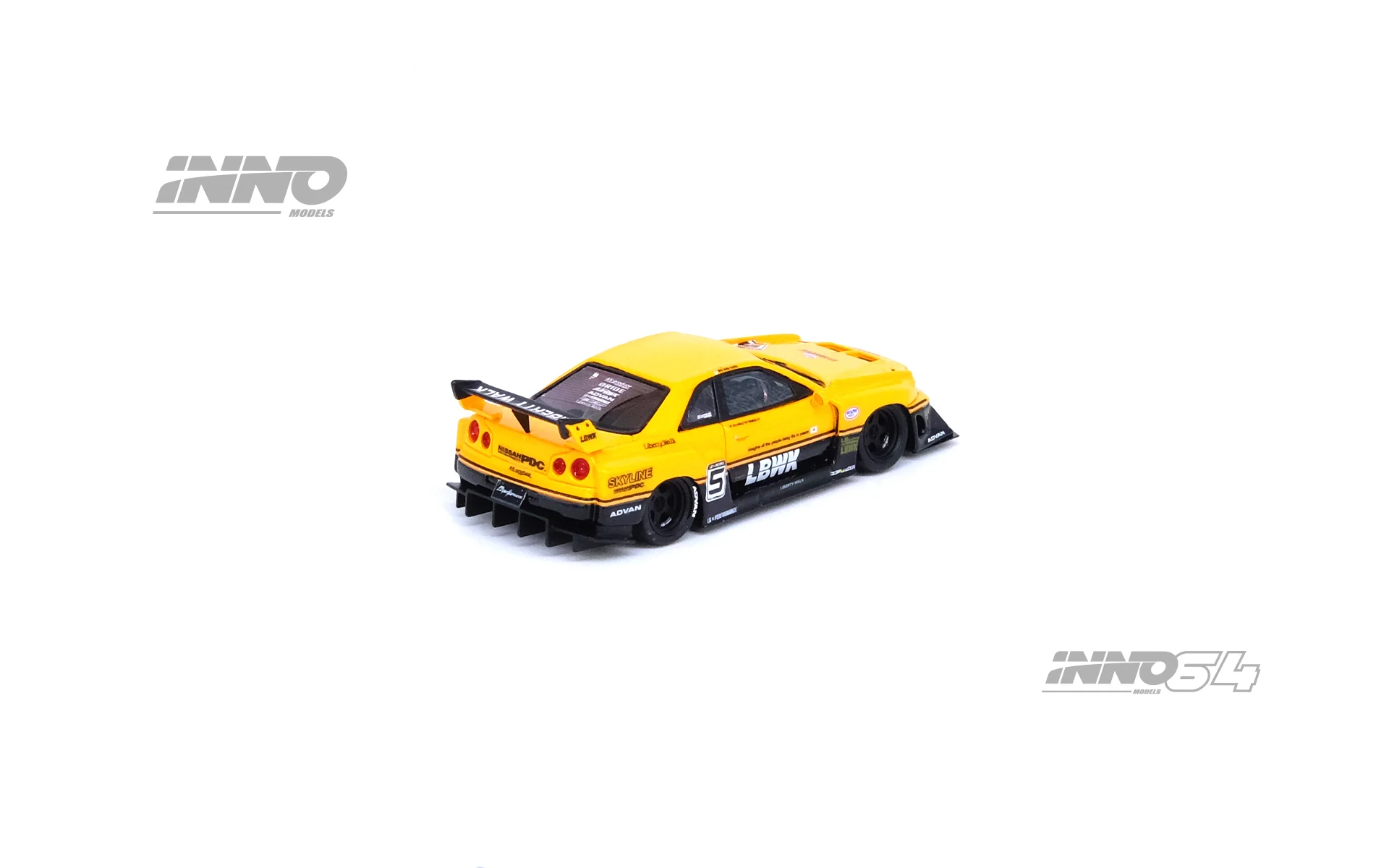 INNO64 1:64 Nissan Skyline (ER34) Super Silhouette "LBWK" in Yellow - Image 2