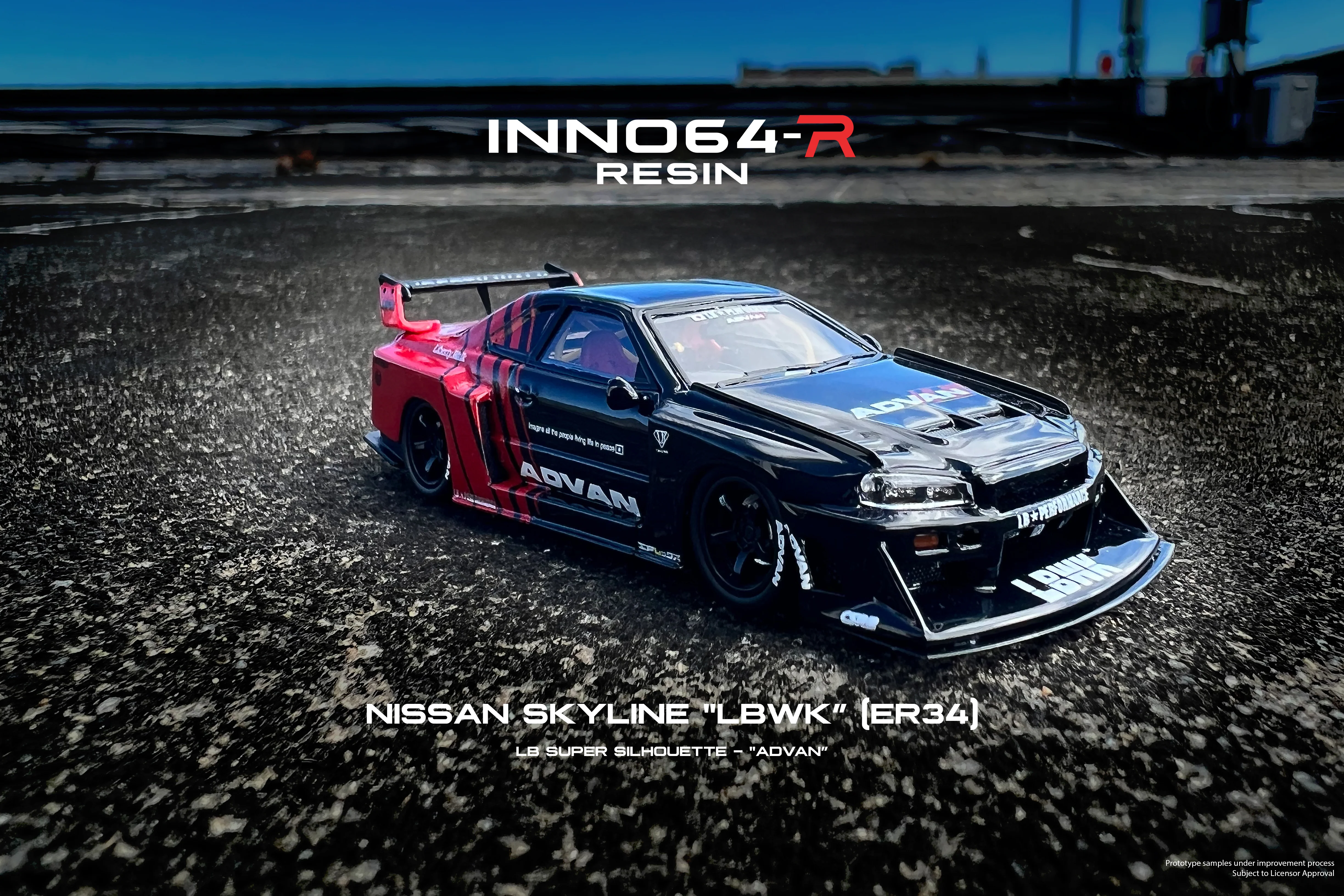 INNO64 1:64 Nissan Skyline (ER34) Super Silhouette "LBWK" with "ADVAN" Livery - Image 4