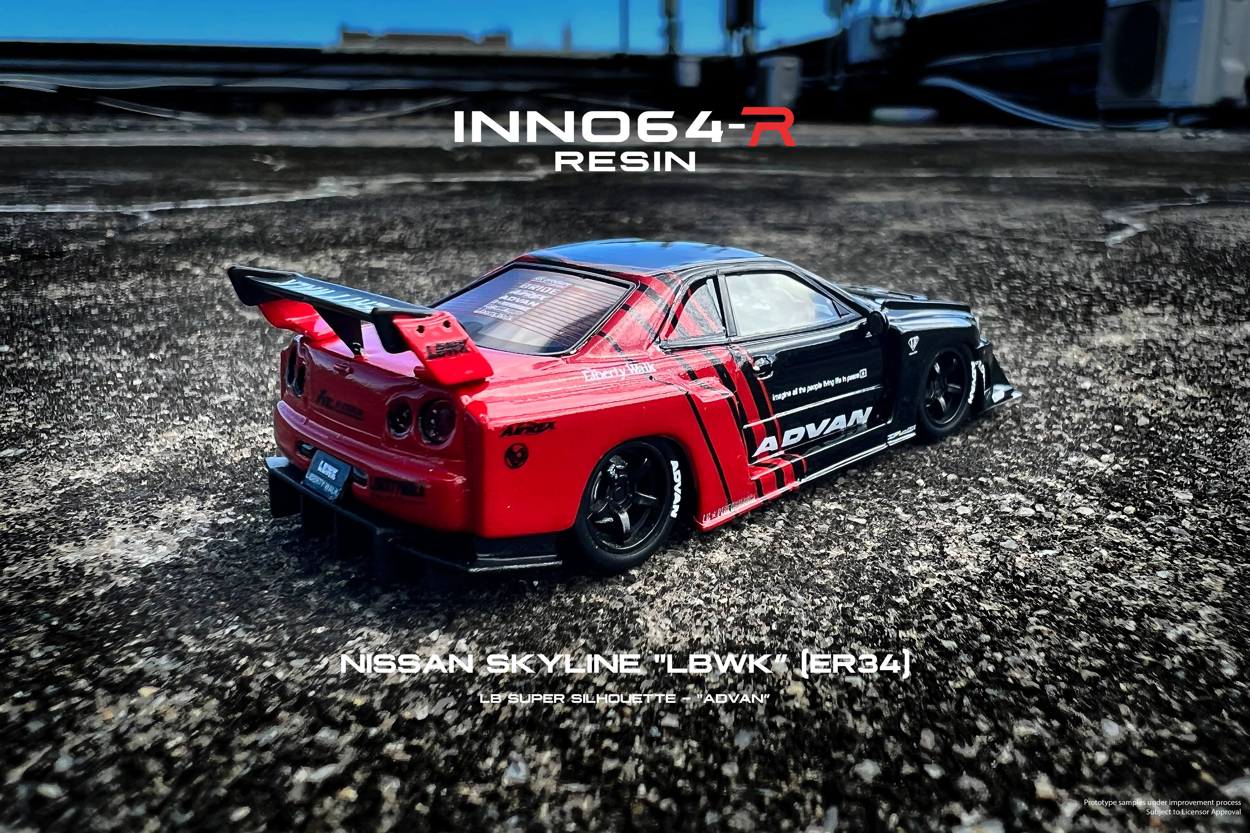 INNO64 1:64 Nissan Skyline (ER34) Super Silhouette "LBWK" with "ADVAN" Livery - Image 5
