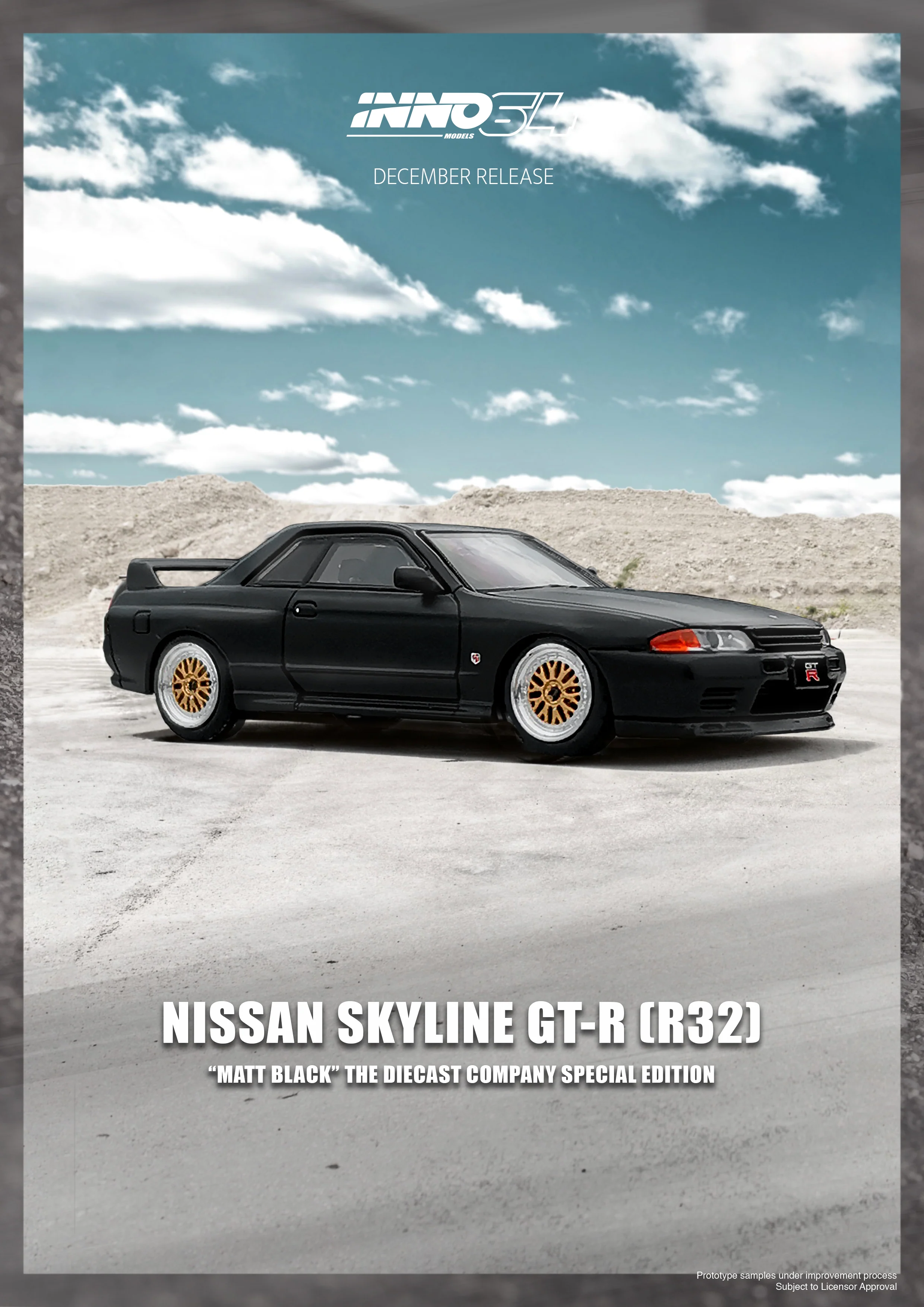INNO64 1/64 Nissan Skyline GT-R (R32) The Diecast Company Special Edition in Matte Black - Image 4