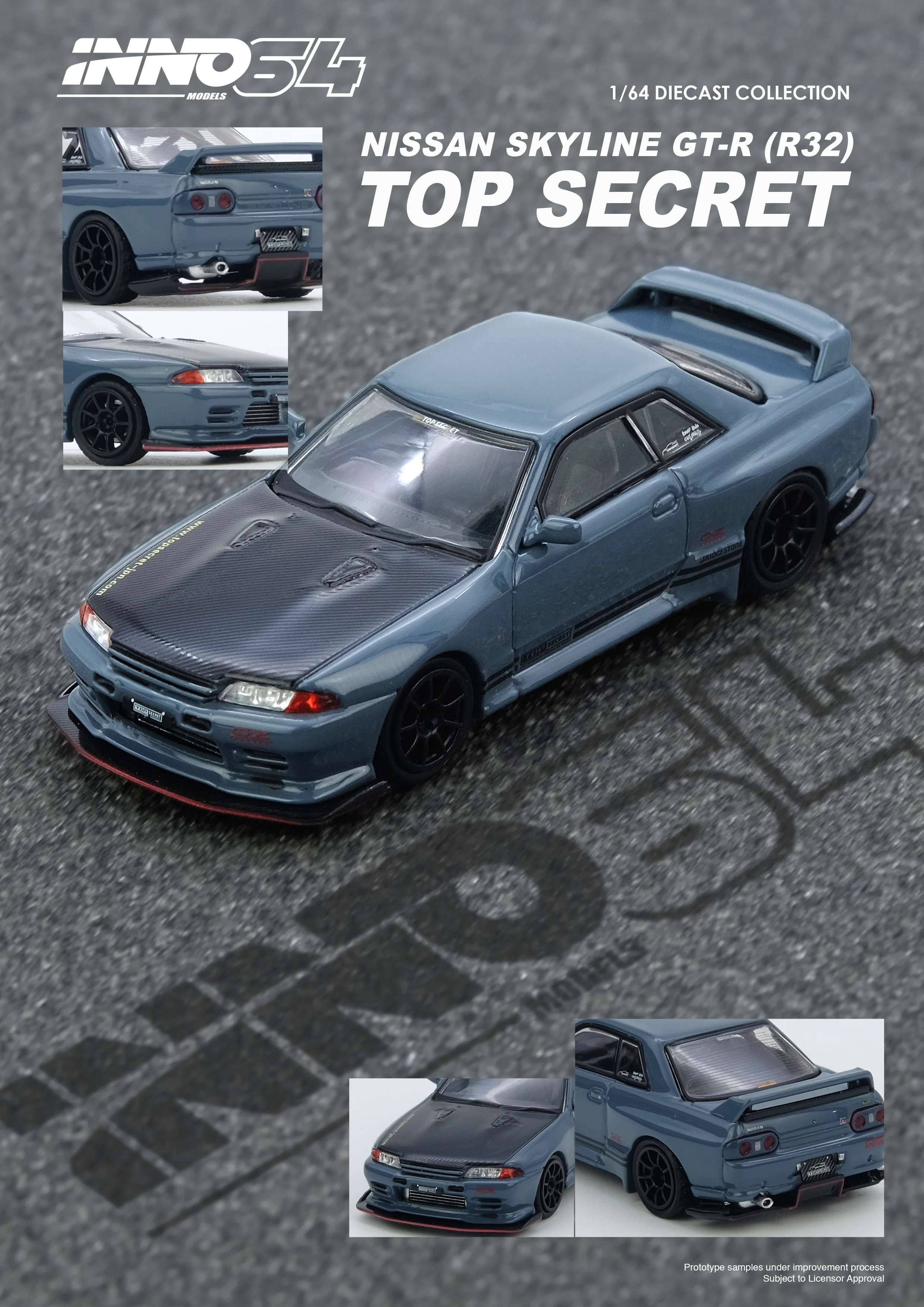 INNO64 1:64 Nissan Skyline GT-R (R32) TOP SECRET in Stealth Gray - Image 3
