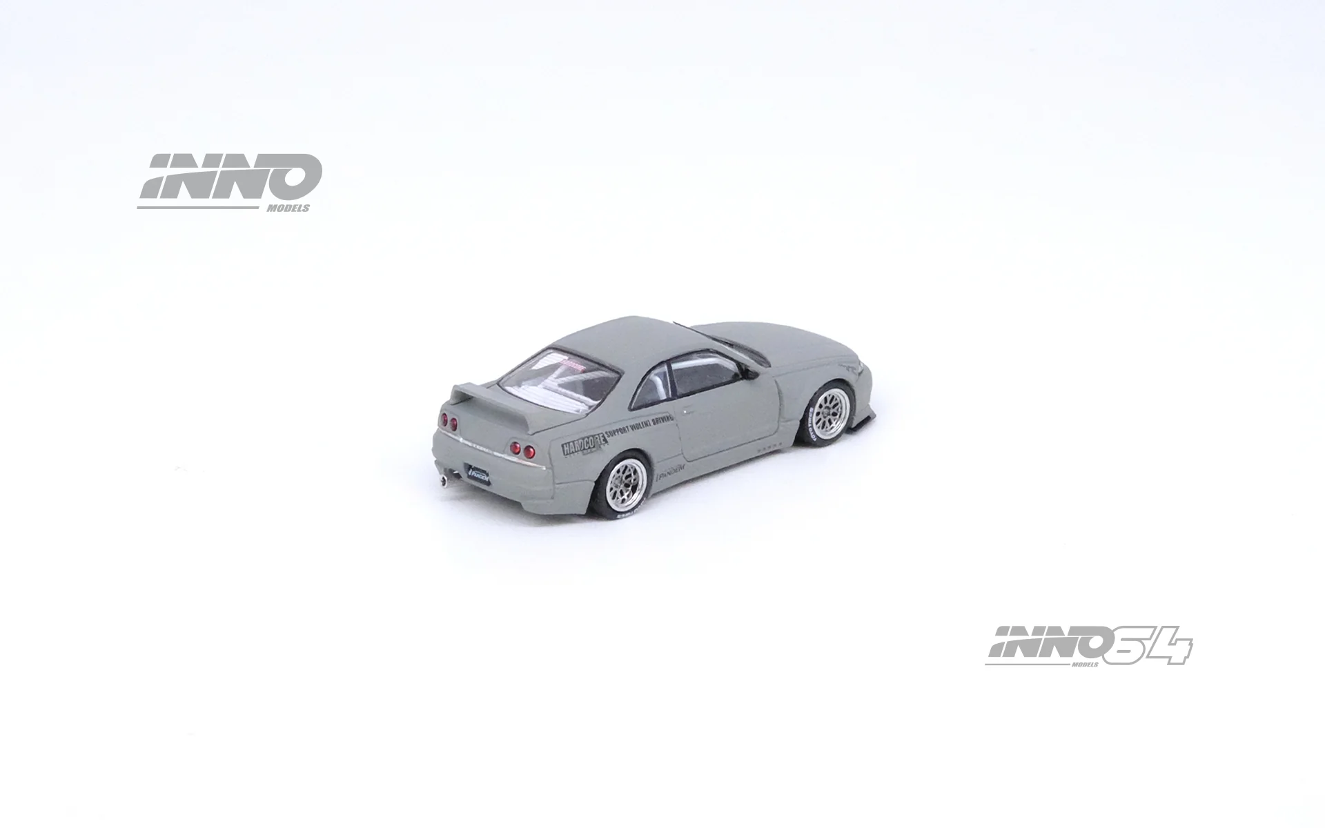 INNO64 1/64 Nissan Skyline GT-R (R33) "Pandem / Rocket Bunny" in Cement Matte Gray - Image 2