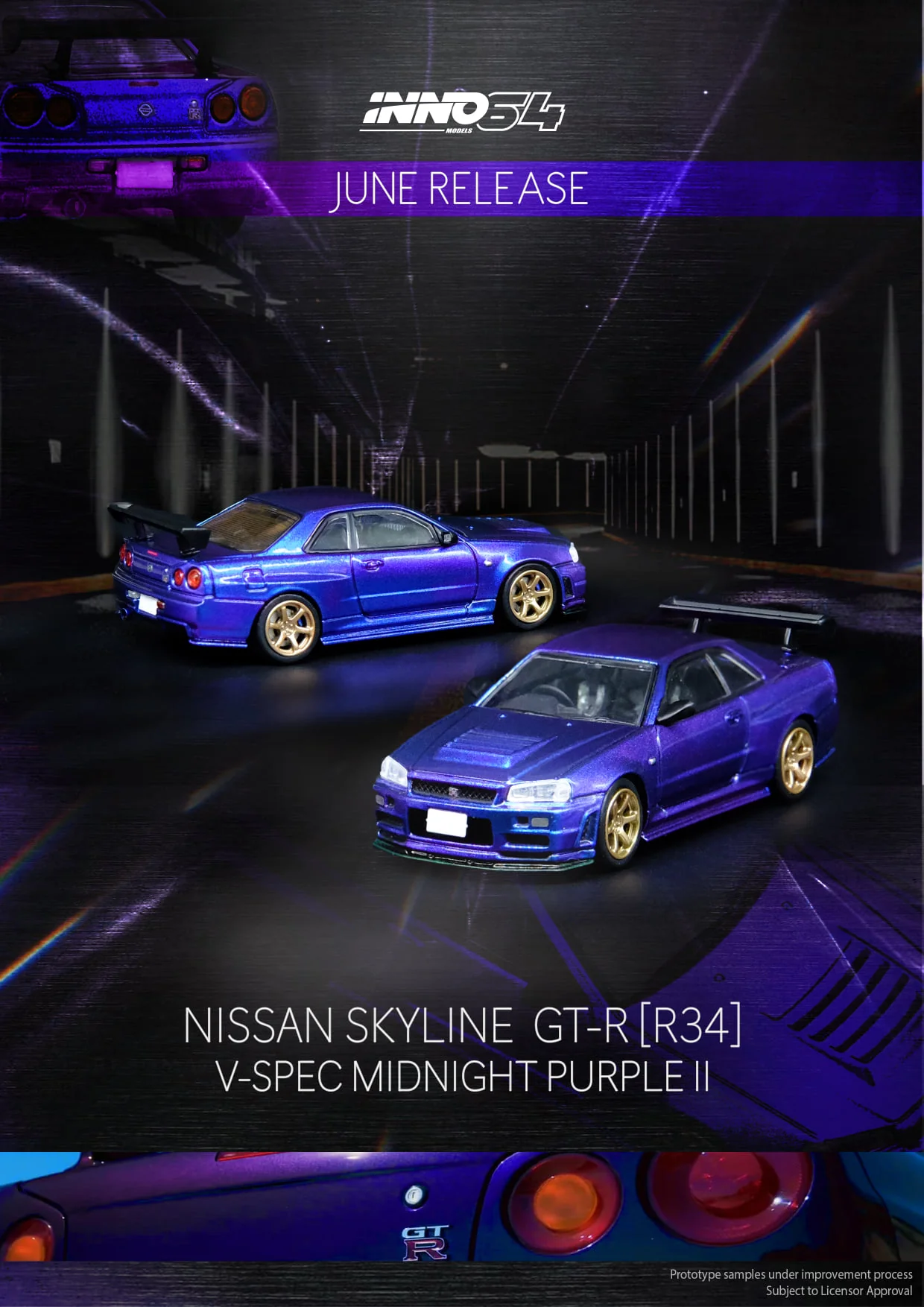 INNO64 1:64 Nissan Skyline GT-R (R34) in Midnight Purple II - Image 3