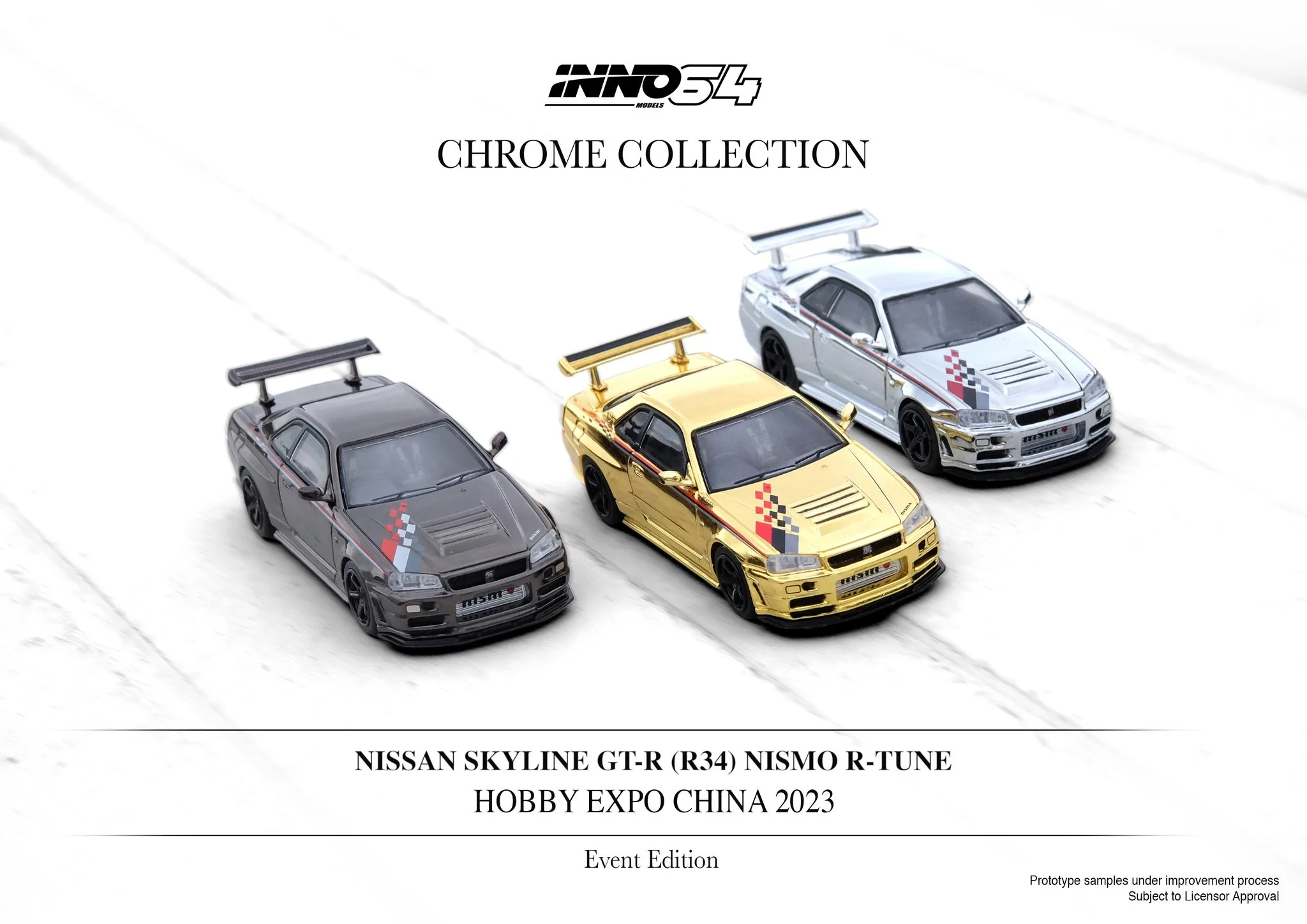 INNO64 1:64 Nissan Skyline GT-R (R34) R-Tune Hobby Expo China 2023 in Black Chrome - Image 2
