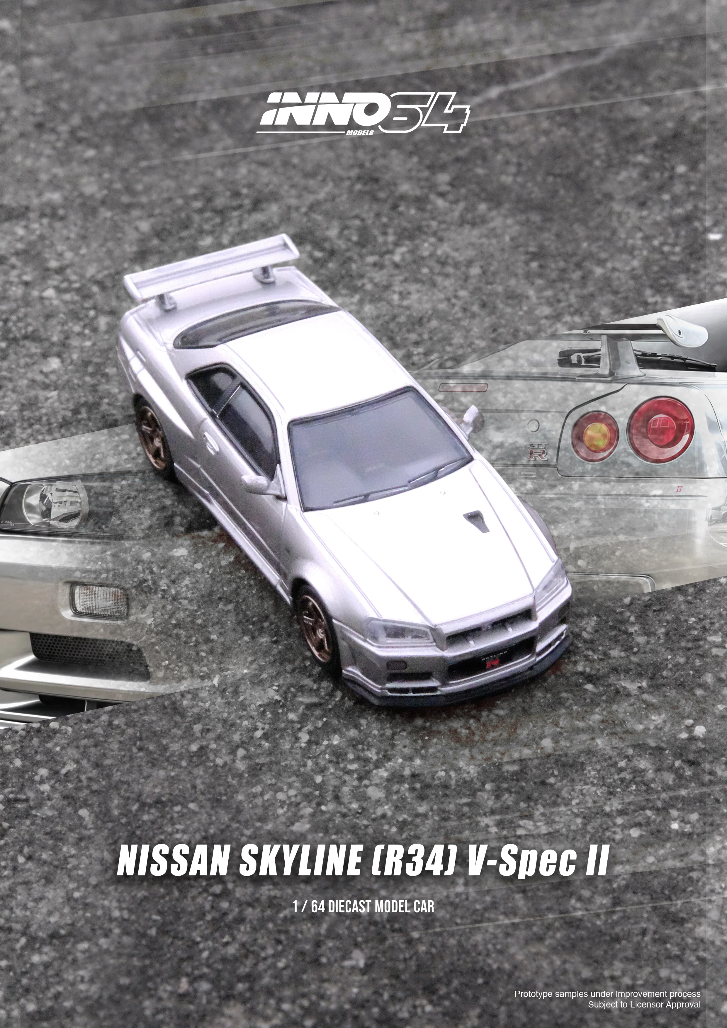 INNO64 1/64 Nissan Skyline GT-R (R34) V-Spec II in Silver - Image 4