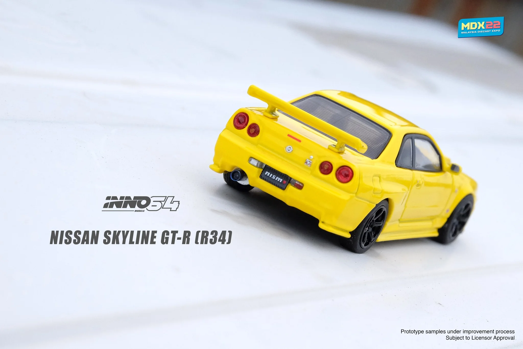 INNO64 1:64 Nissan Skyline GTR (R34) Malaysia Diecast Expo 2022 Event Edition in Yellow - Image 3