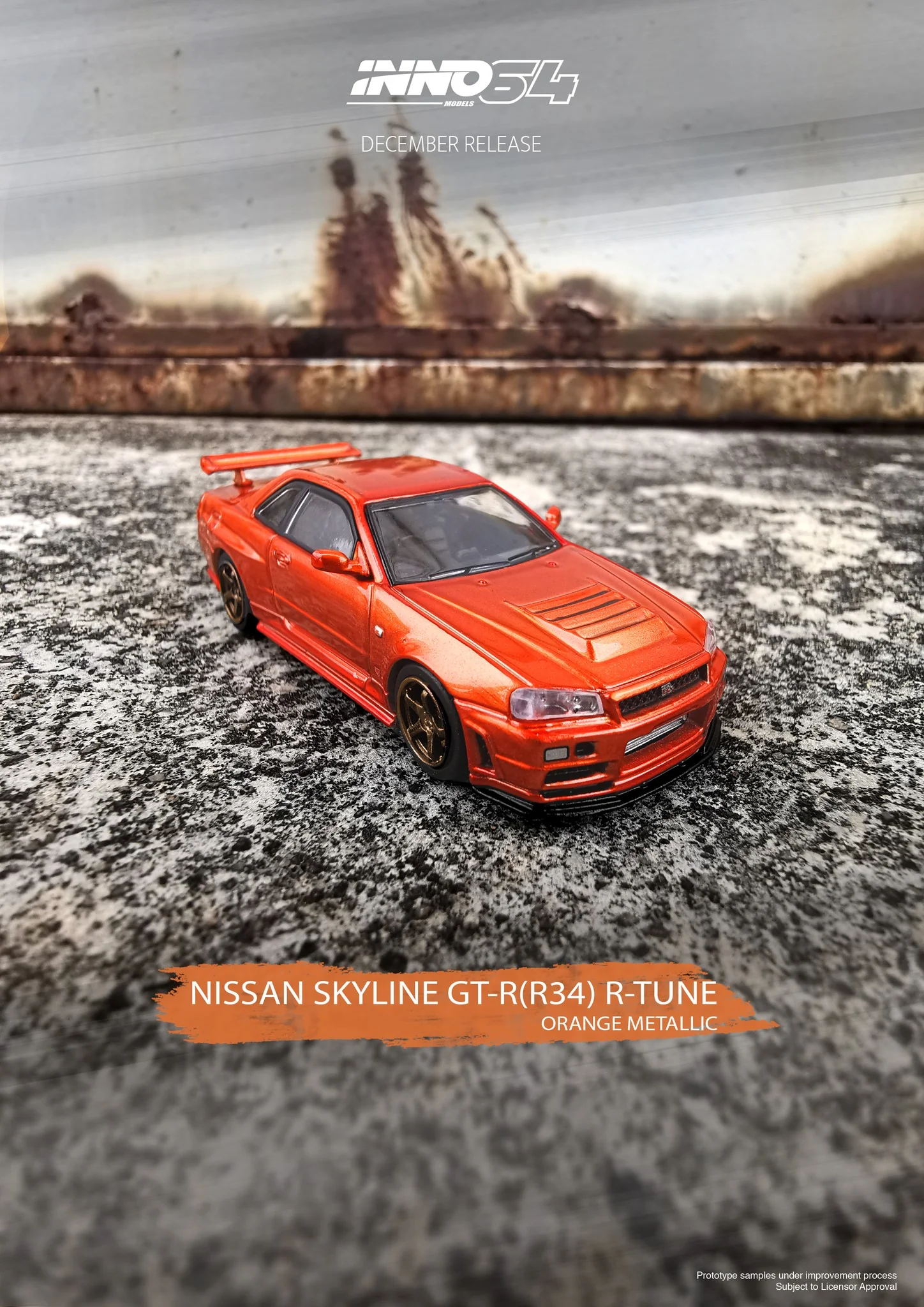 INNO64 1:64 Nissan Skyline GTR (R34) R-Tune in Orange Metallic - Image 2