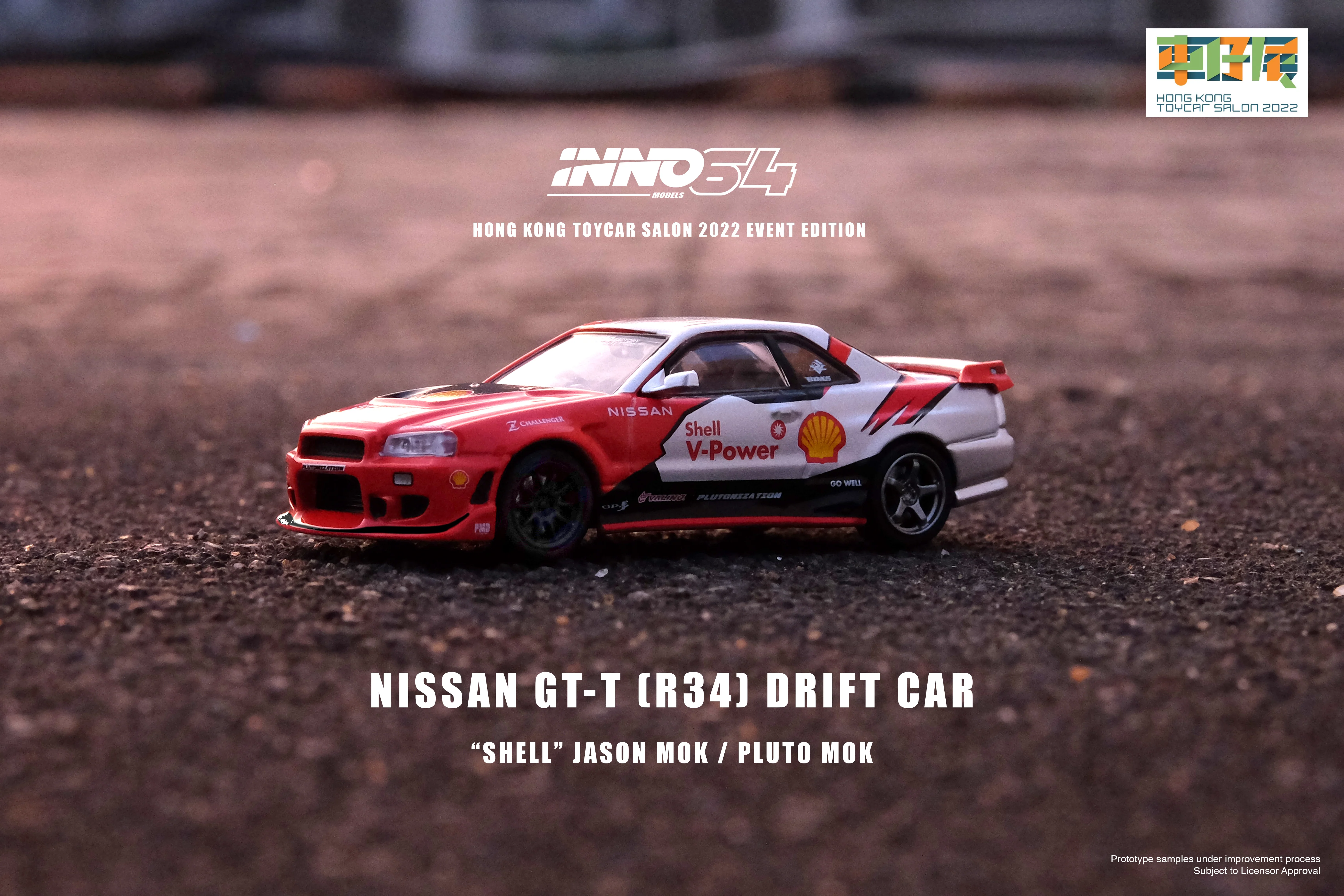 INNO64 1:64 Nissan Skyline GTT (R34) Drift Car "SHELL" Jason Mok / Pluto Mok HK ToyCar Salon 2022 Event Edition - Image 2