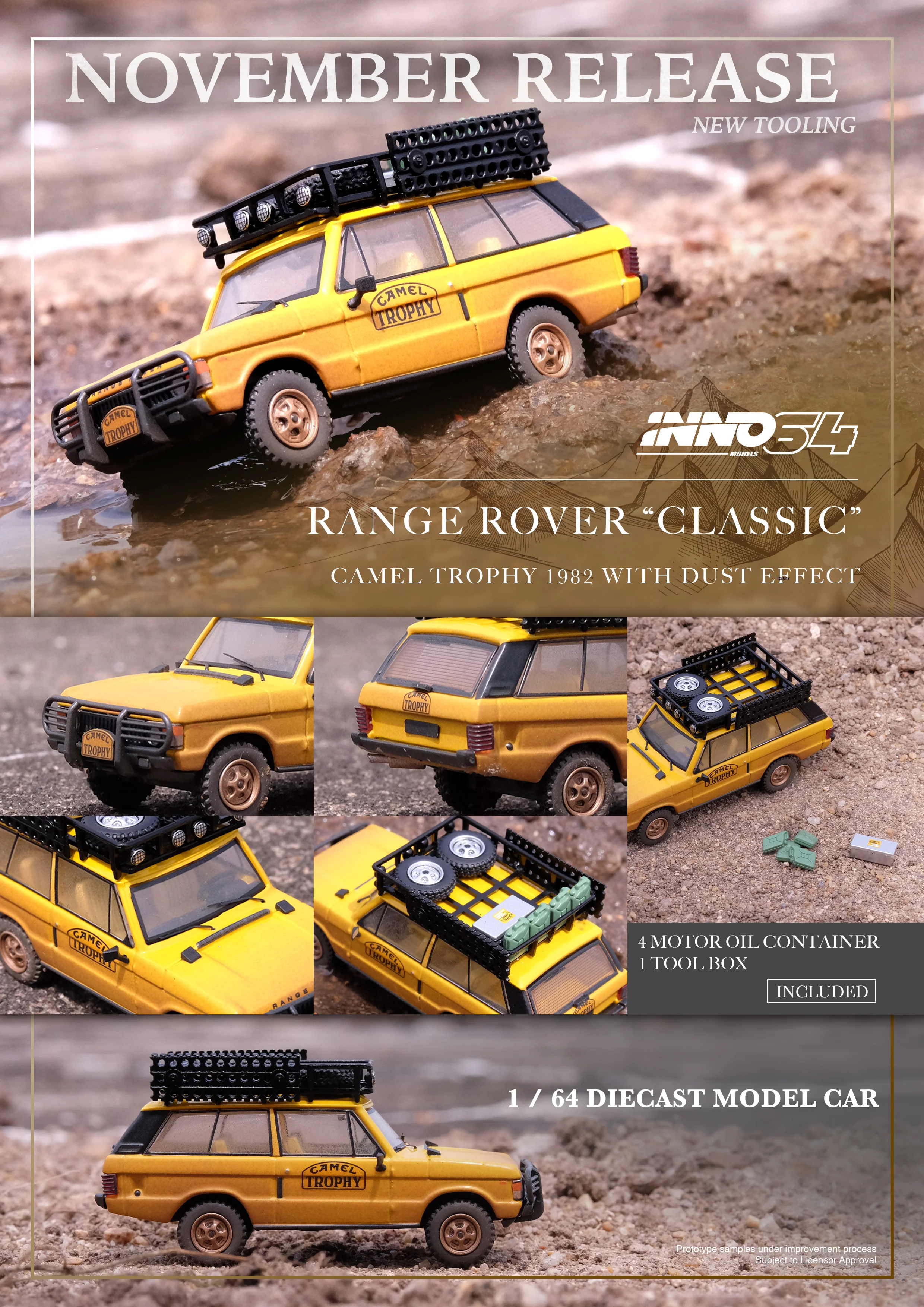 INNO64 1:64 Range Rover "CLASSIC" Camel Trophy 1982 with Dust Effect and Accessories - Image 5
