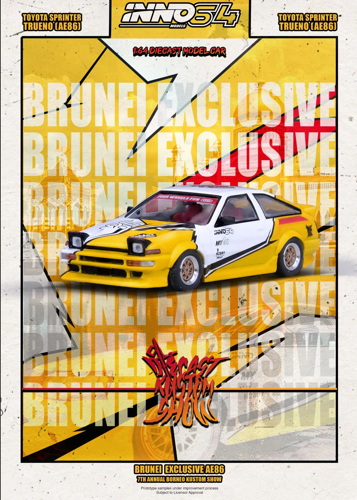 INNO64 1:64 Toyota Sprinter Trueno (AE86) Brunei Diecast Kustom Show 2024 - Image 2