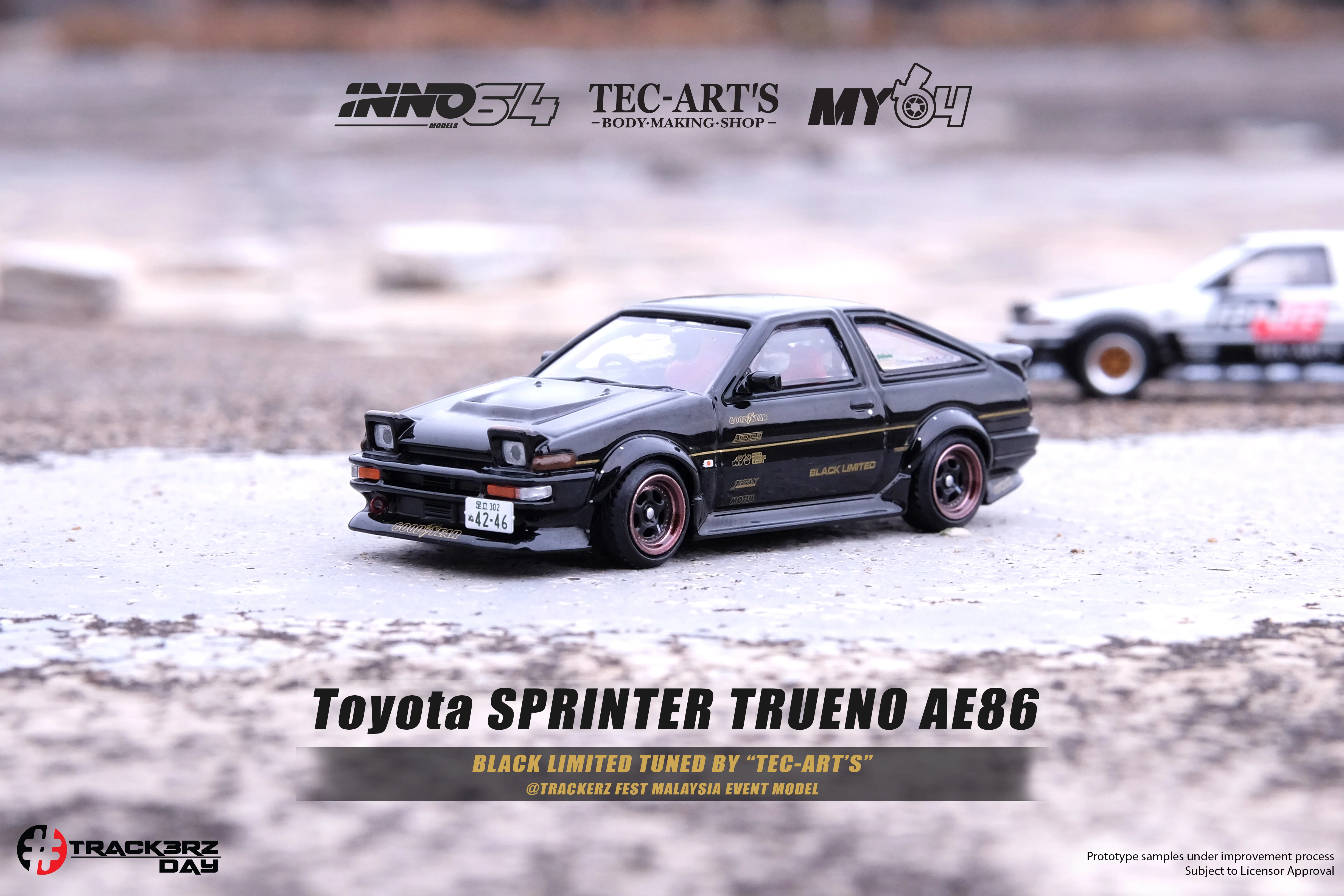 INNO64 1:64 Toyota Sprinter Trueno AE86 Tuned by "TEC-ART" @TrackerZ Day Malaysia Event Model - Image 3