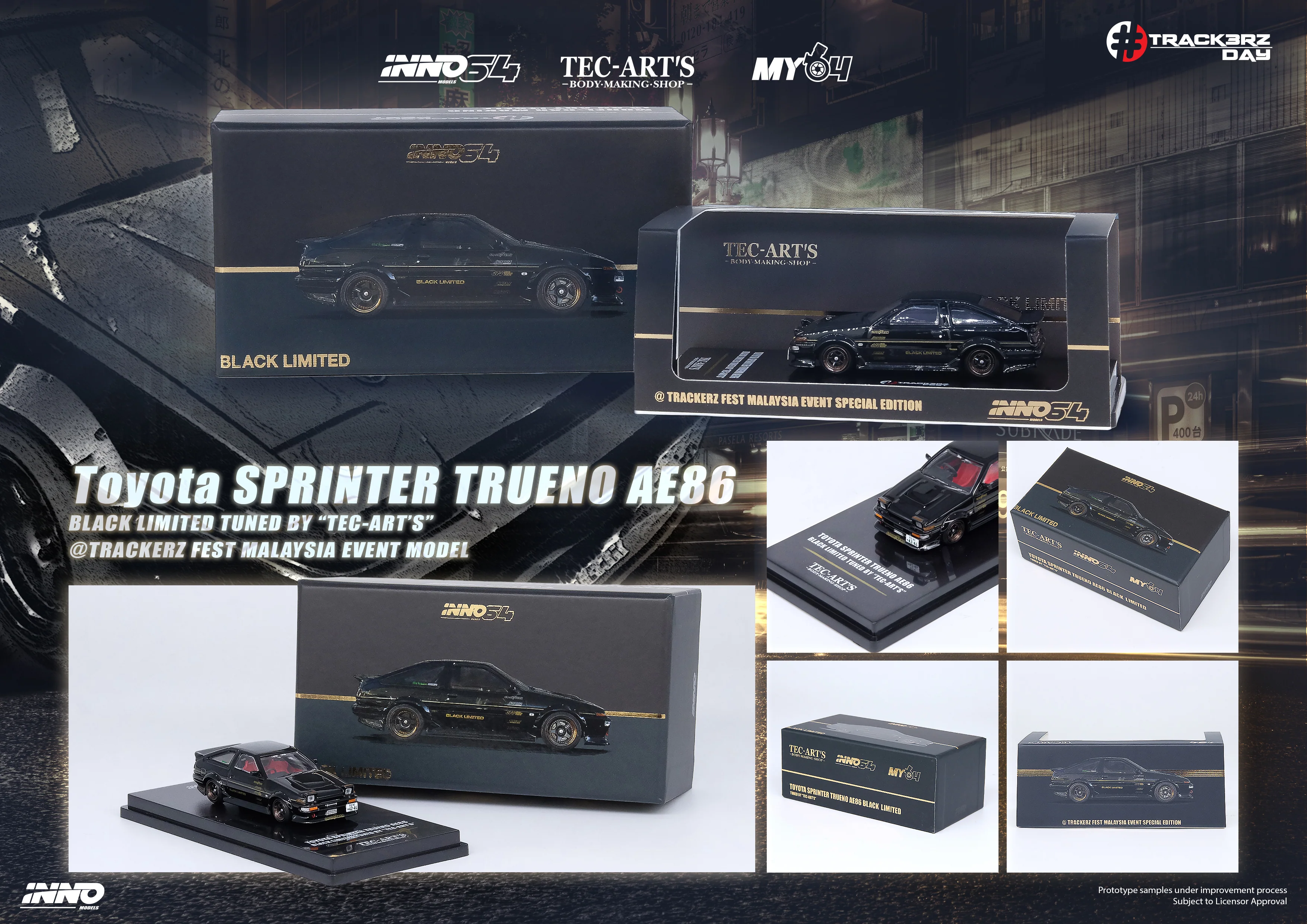 INNO64 1:64 Toyota Sprinter Trueno AE86 Tuned by "TEC-ART" @TrackerZ Day Malaysia Event Model - Image 5