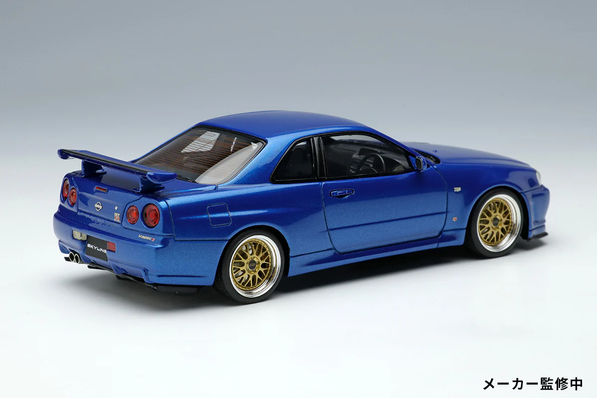 *PREORDER* Make Up Co., Ltd / Eidolon 1:43 Nissan Skyline GT-R (BNR34) V-spec II 2000 (BBS LM Wheel) in Bayside Blue - Image 2
