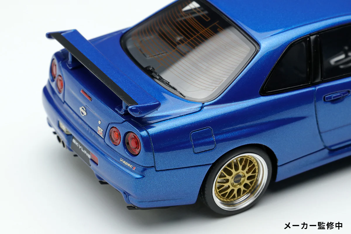 *PREORDER* Make Up Co., Ltd / Eidolon 1:43 Nissan Skyline GT-R (BNR34) V-spec II 2000 (BBS LM Wheel) in Bayside Blue - Image 3
