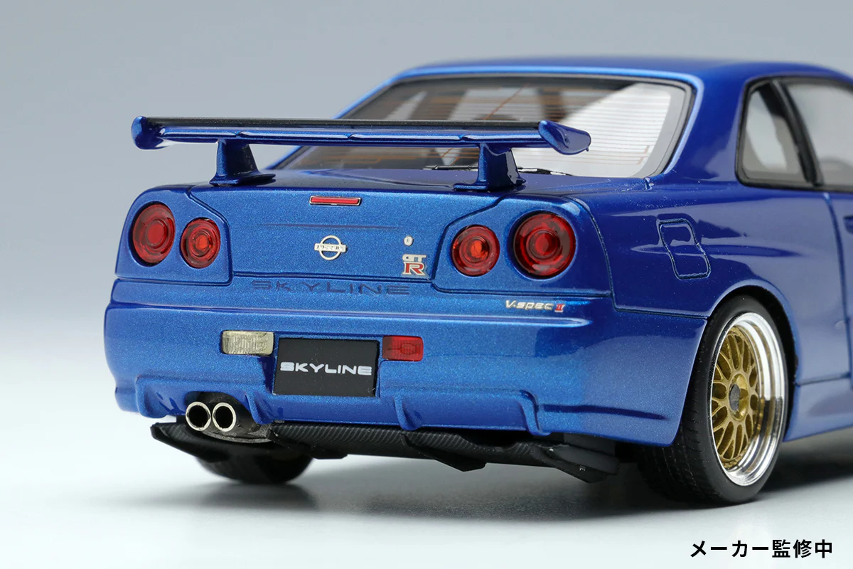 *PREORDER* Make Up Co., Ltd / Eidolon 1:43 Nissan Skyline GT-R (BNR34) V-spec II 2000 (BBS LM Wheel) in Bayside Blue - Image 6
