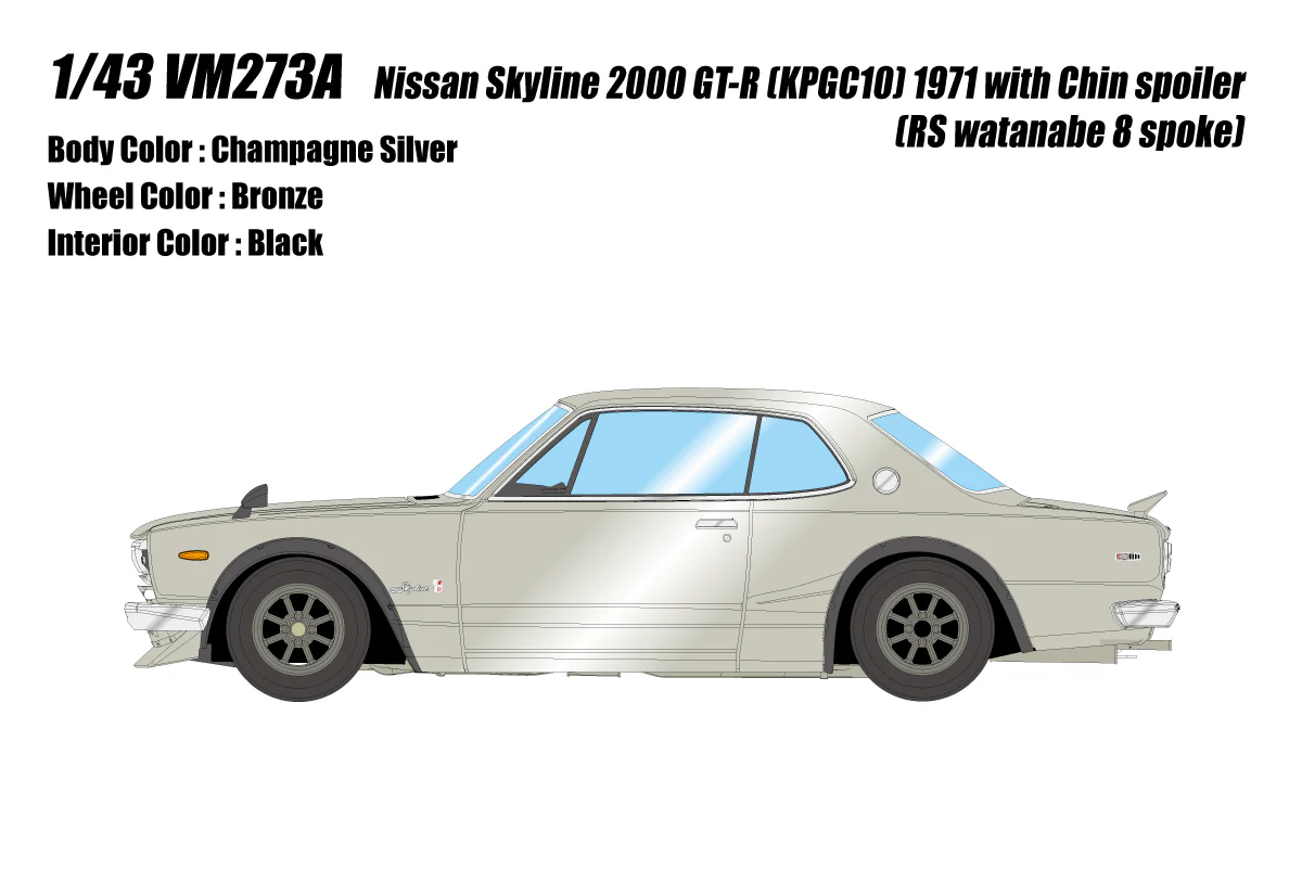 Make Up Co., Ltd / Vision 1:43 Nissan Skyline 2000 GT-R (KPGC110) 1971 with Chin Spoiler and RS Watanabe 8 Spoke - Image 6