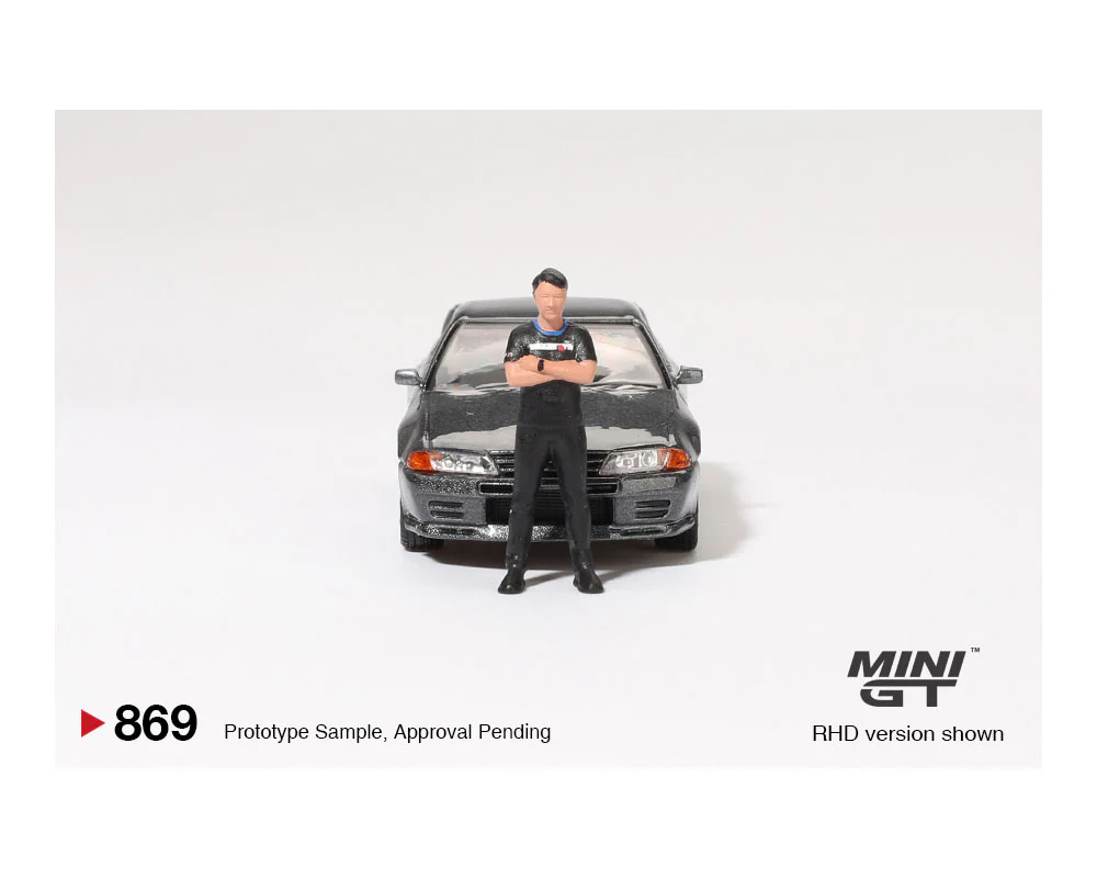MINI GT 1:64 Nissan Skyline GT-R (R32) Nismo Gunmetal with Matsuda Figure – Tsugio Matsuda Collection - Image 2