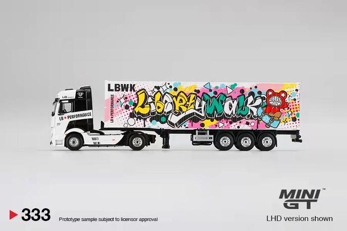 MINIGT 1:64 Mercedes-Benz Actros w/40 Ft Container "LBWK Kuma Graffiti" with Trailer - Image 2