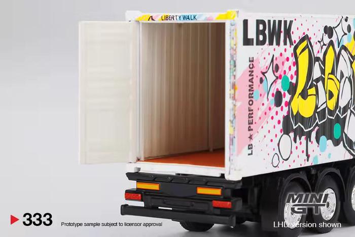 MINIGT 1:64 Mercedes-Benz Actros w/40 Ft Container "LBWK Kuma Graffiti" with Trailer - Image 4