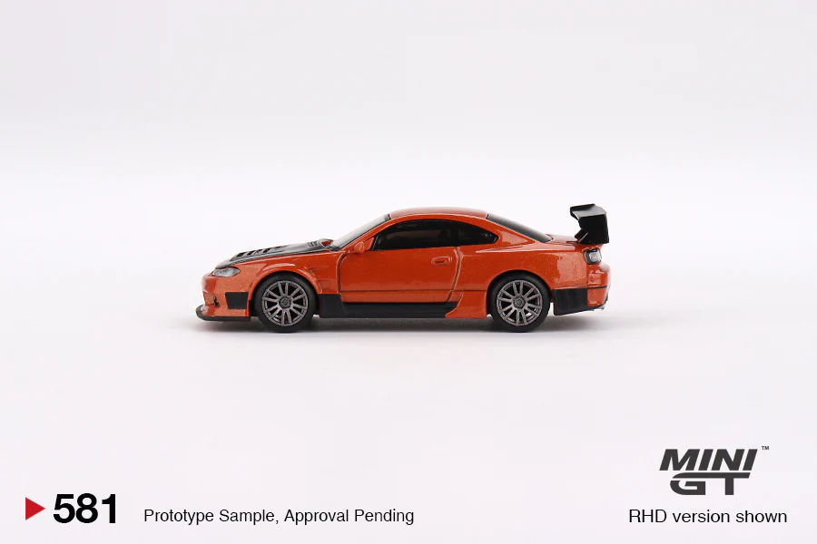 MINIGT 1:64 Nissan Silvia (S15) D-MAX in Metallic Orange - Image 2