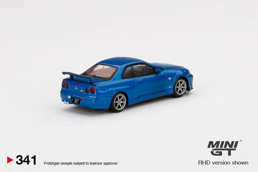 MINIGT 1:64 Nissan Skyline GT-R (R34) V-Spec II in Bayside Blue - Image 3