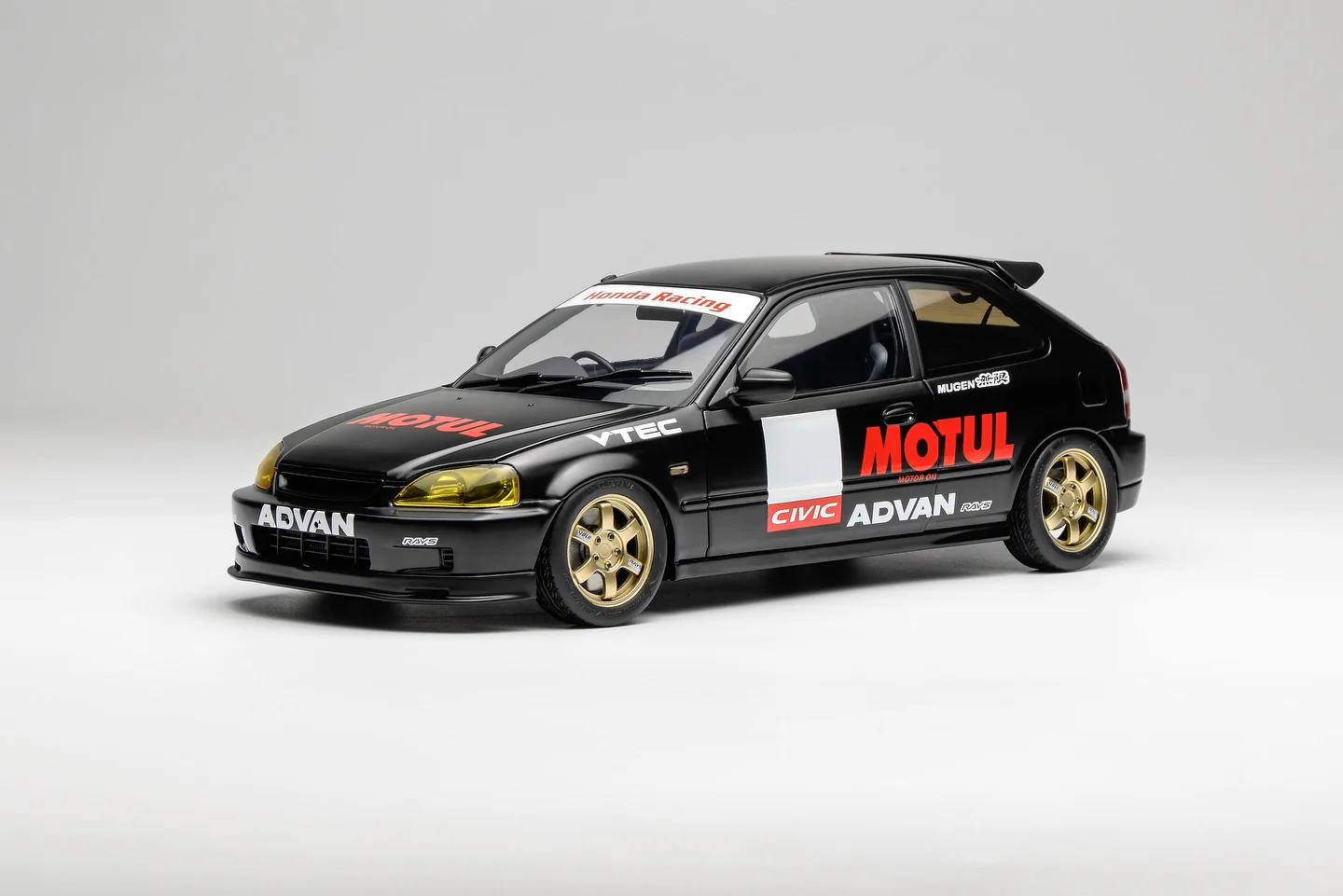 MotorHelix 1:18 Honda Civic Type-R (EK9) No Good Racing Edition in Black - Image 3