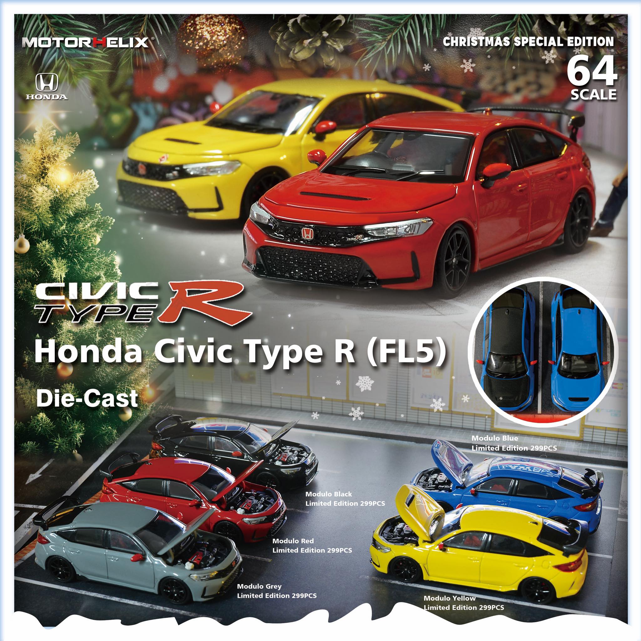 MotorHelix 1/64 Honda Civic Type-R (FL5) in Yellow - Image 3