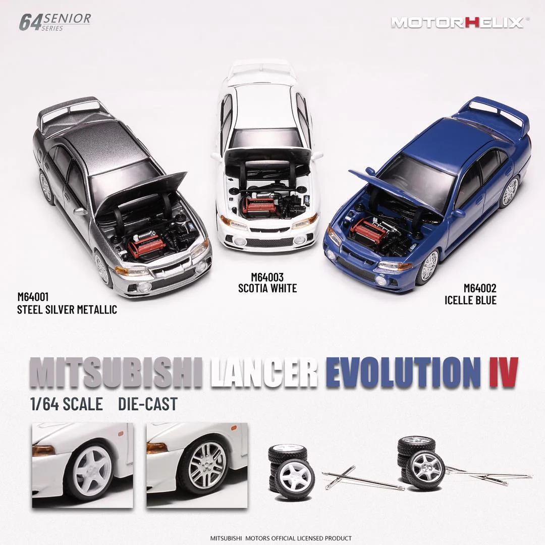 MotorHelix 1:64 Mitsubishi Lancer EVO IV in Icelle Blue - Image 4