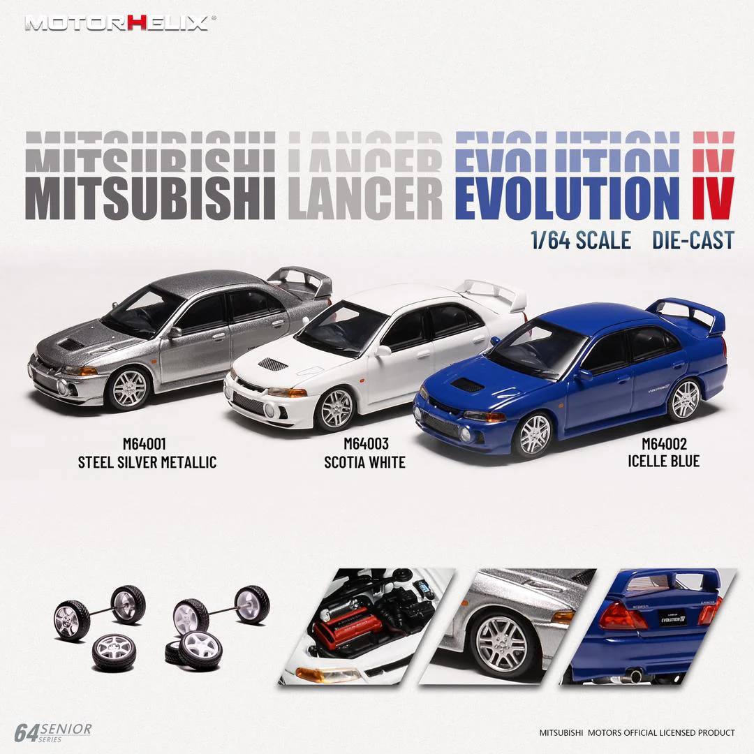 MotorHelix 1:64 Mitsubishi Lancer EVO IV in Scotia White - Image 6