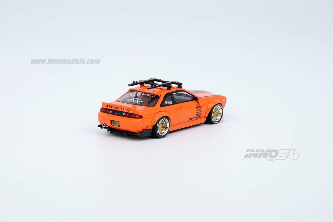 INNO Models 1:64 Nissan Silvia S14 Rocket Bunny Boss Aero with Rack and Bikes - Image 3