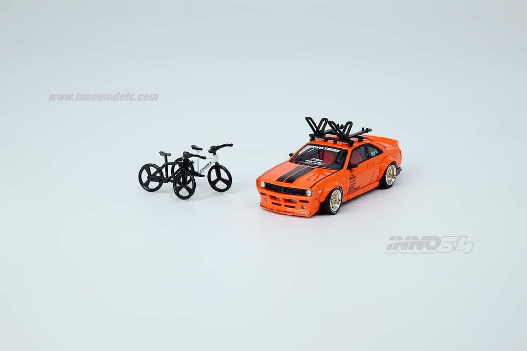 INNO Models 1:64 Nissan Silvia S14 Rocket Bunny Boss Aero with Rack and Bikes - Image 4