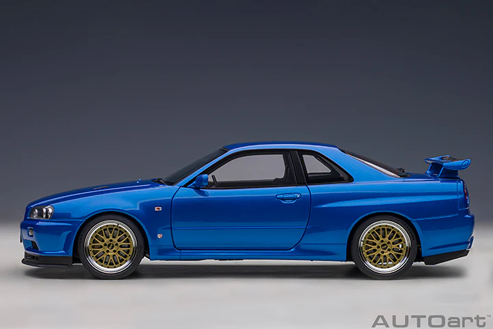 AUTOart 1:18 Nissan Skyline GT-R (R34) V-Spec II in Bayside Blue with BBS LM Wheels - Image 3