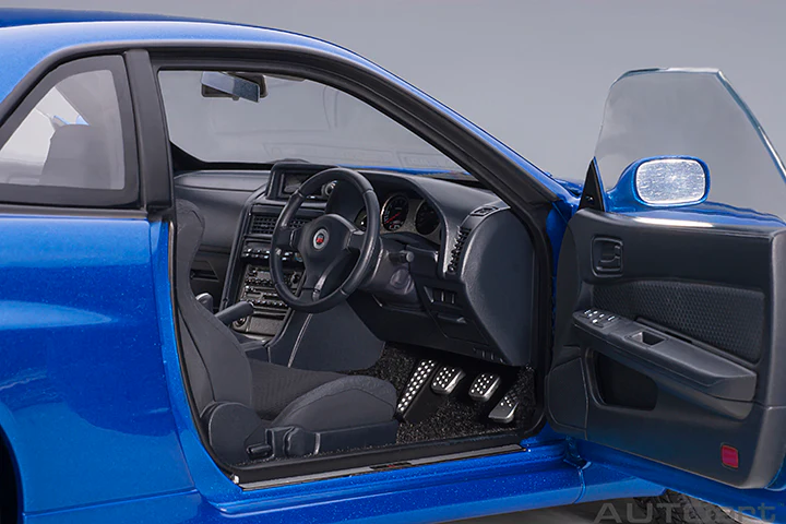 AUTOart 1:18 Nissan Skyline GT-R (R34) V-Spec II in Bayside Blue with BBS LM Wheels - Image 5